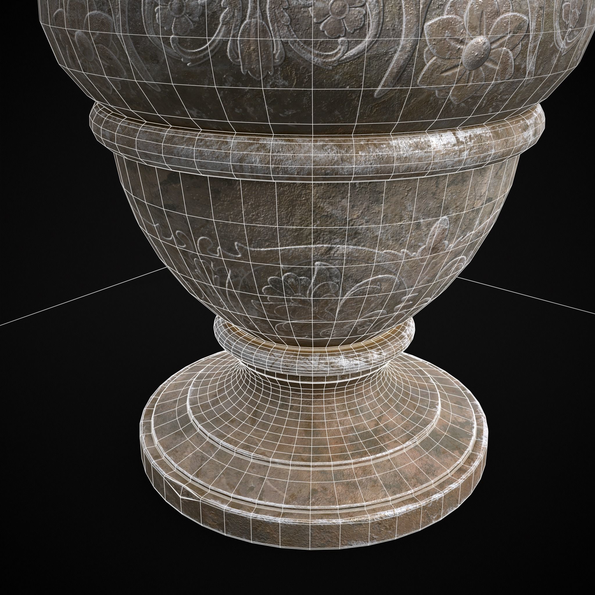 Garden Planter Variation Three Low-poly 3D model_10