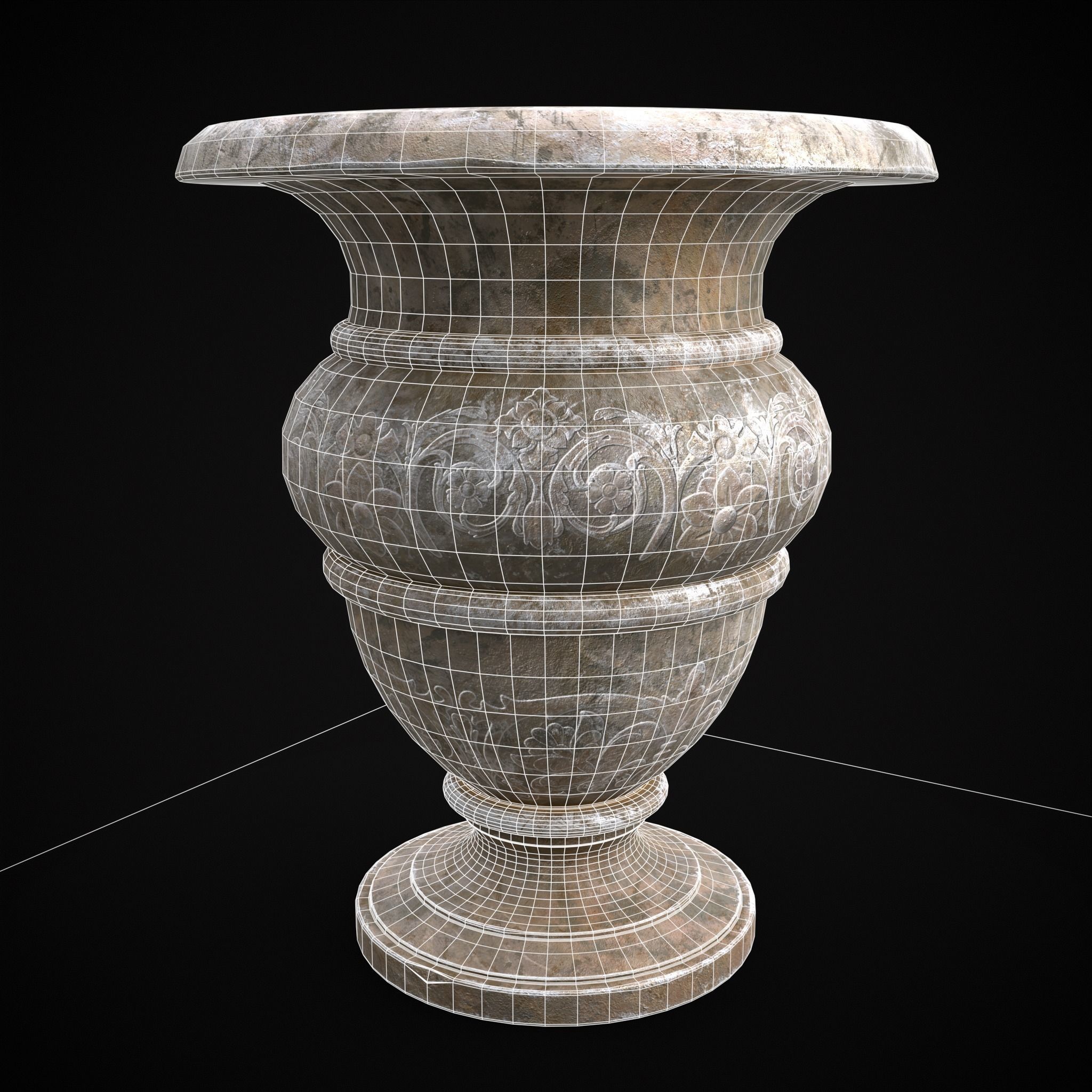 Garden Planter Variation Three Low-poly 3D model_12