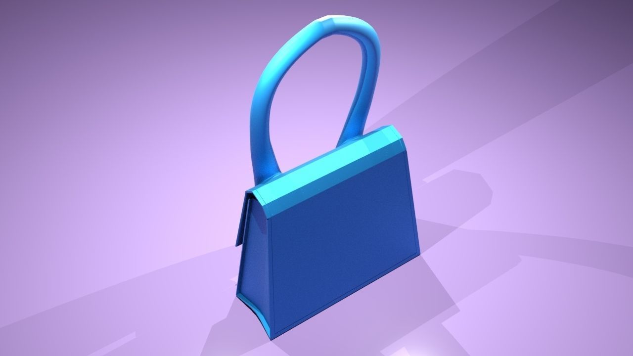 Blue Bag Low-poly 3D model_3