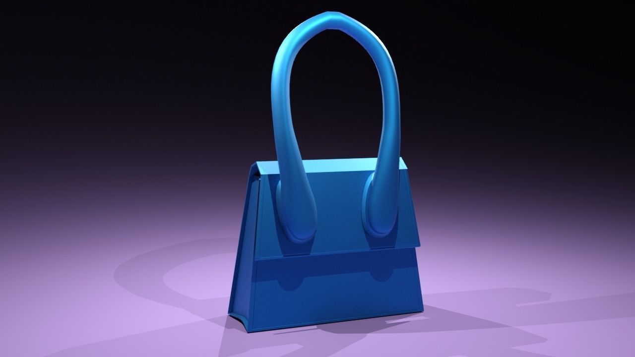 Blue Bag Low-poly 3D model_1