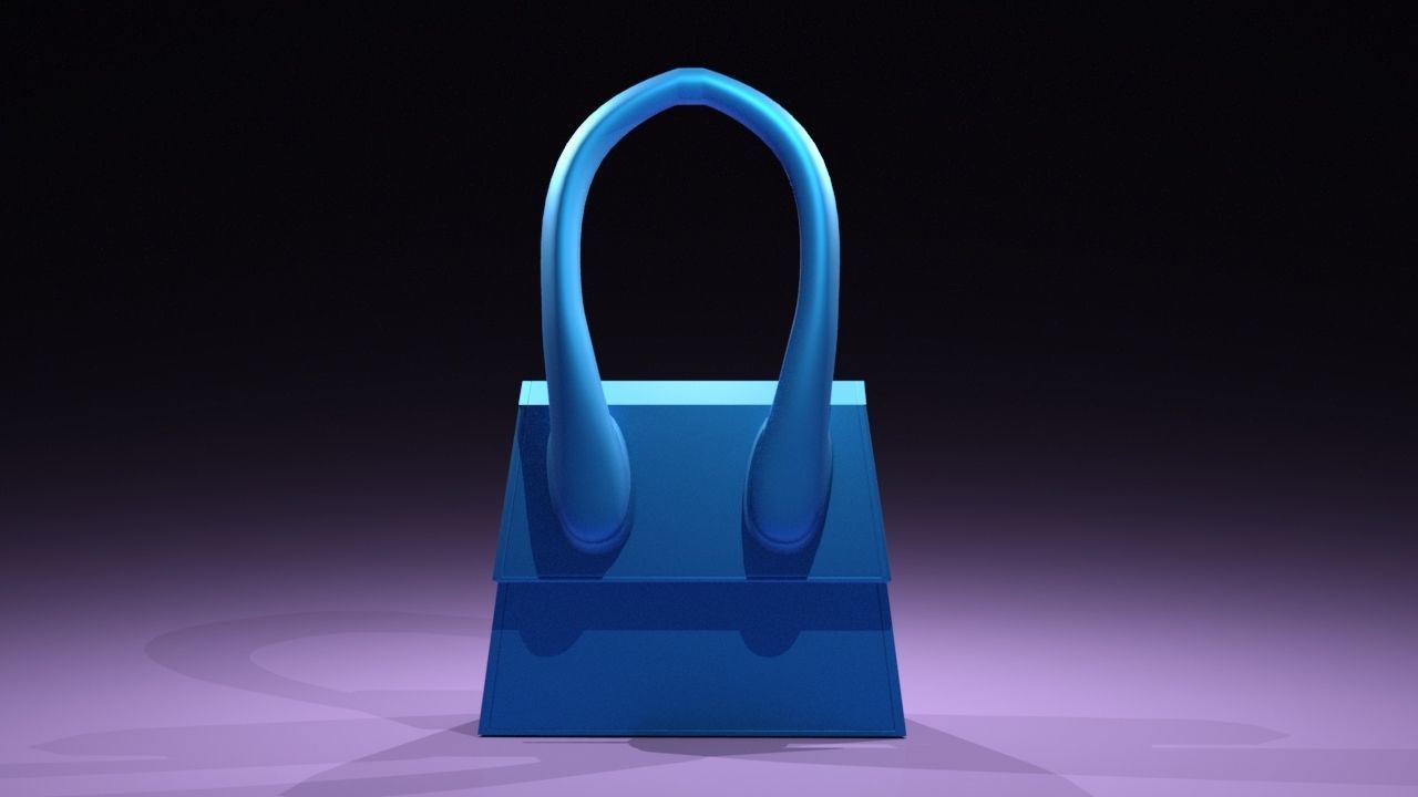 Blue Bag Low-poly 3D model_2
