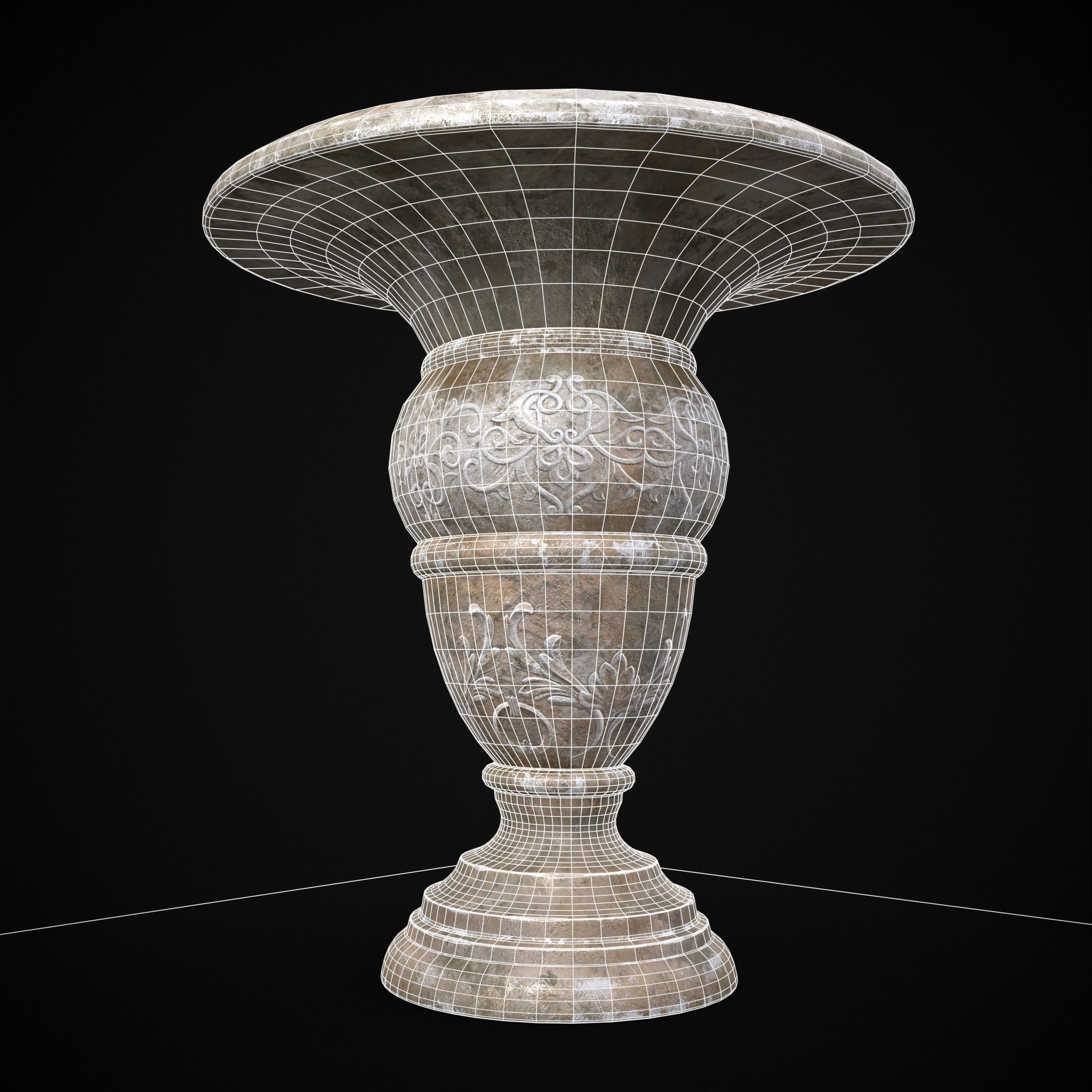 Garden Planter Variation Four Low-poly 3D model_8