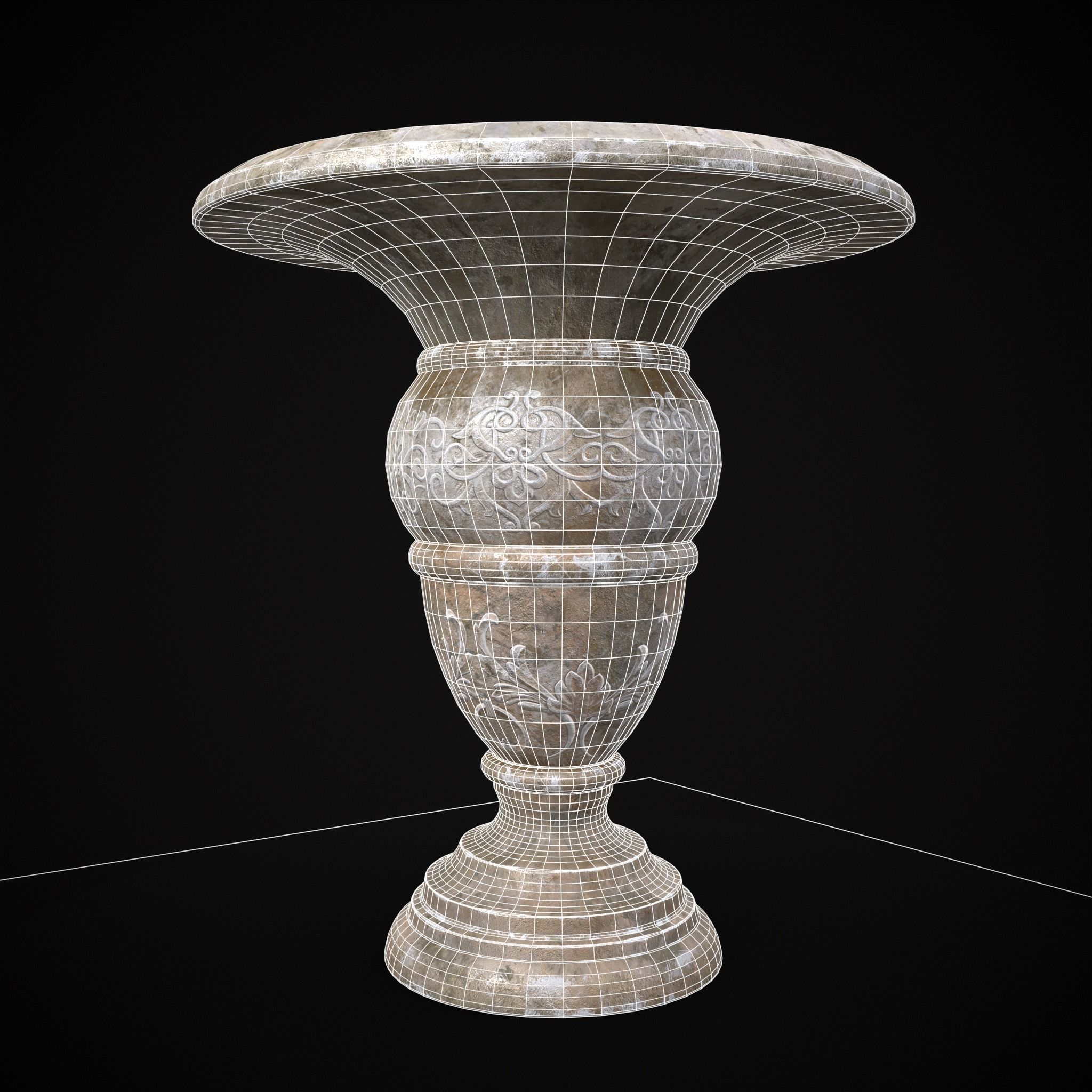 Garden Planter Variation Four Low-poly 3D model_2