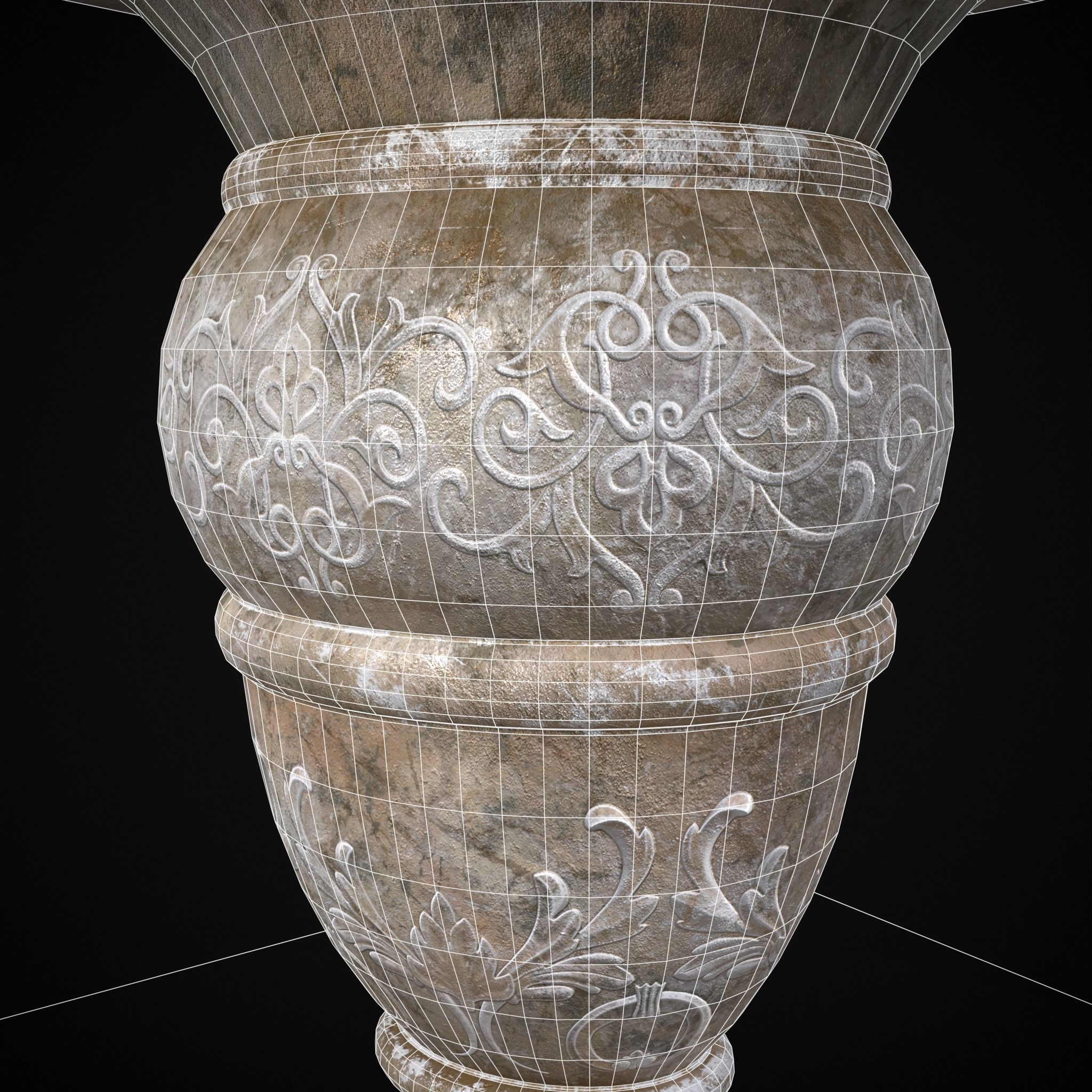 Garden Planter Variation Four Low-poly 3D model_12