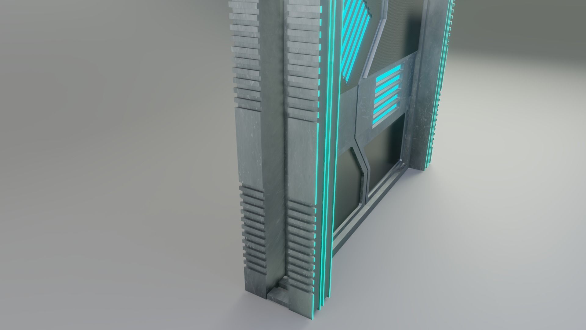 FUTURISTIC SCI-FI LOW GATE FULLY RIGGED AND ANIMATED Game Ready Low-poly 3D model_8