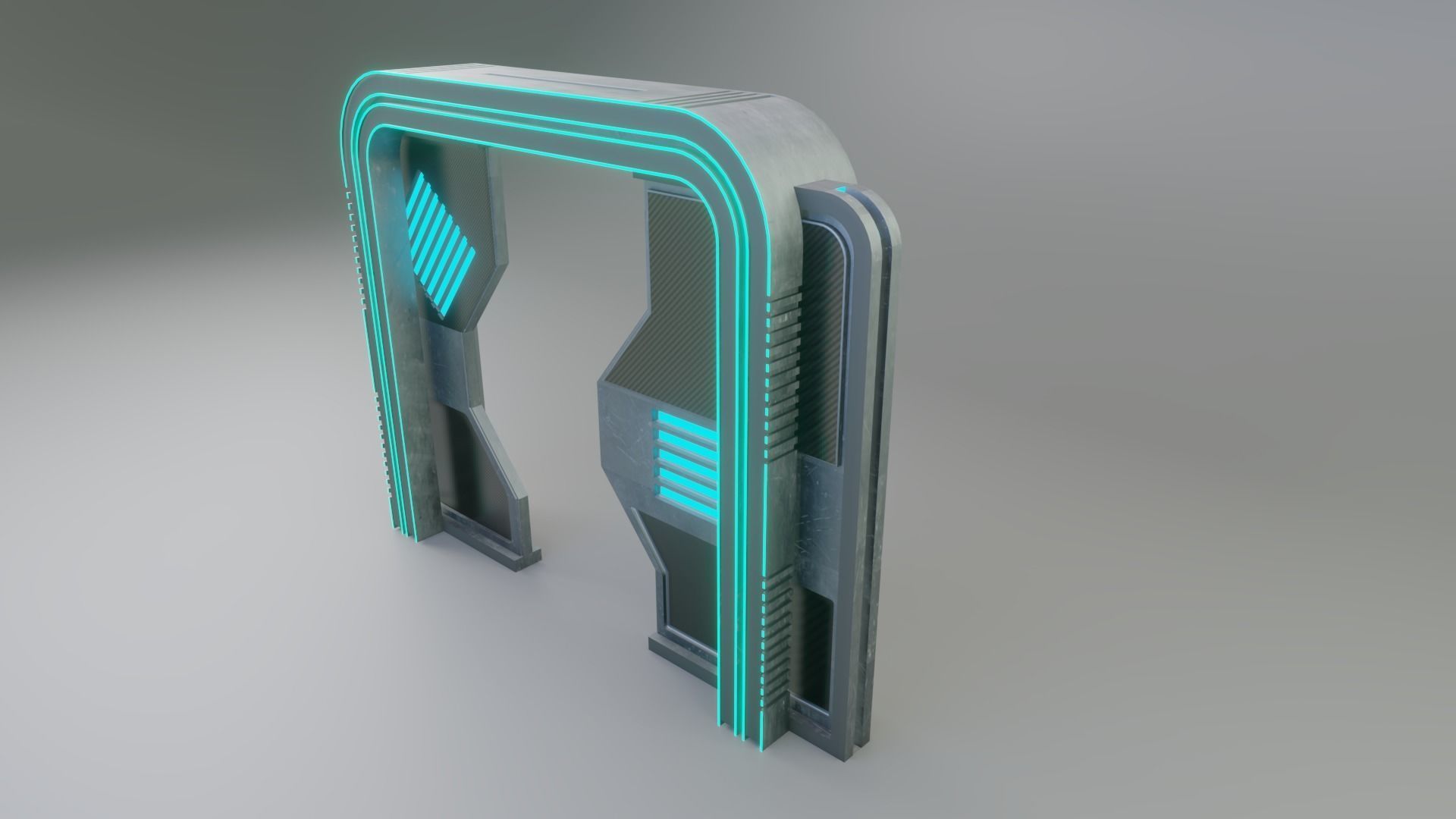 FUTURISTIC SCI-FI LOW GATE FULLY RIGGED AND ANIMATED Game Ready Low-poly 3D model_9
