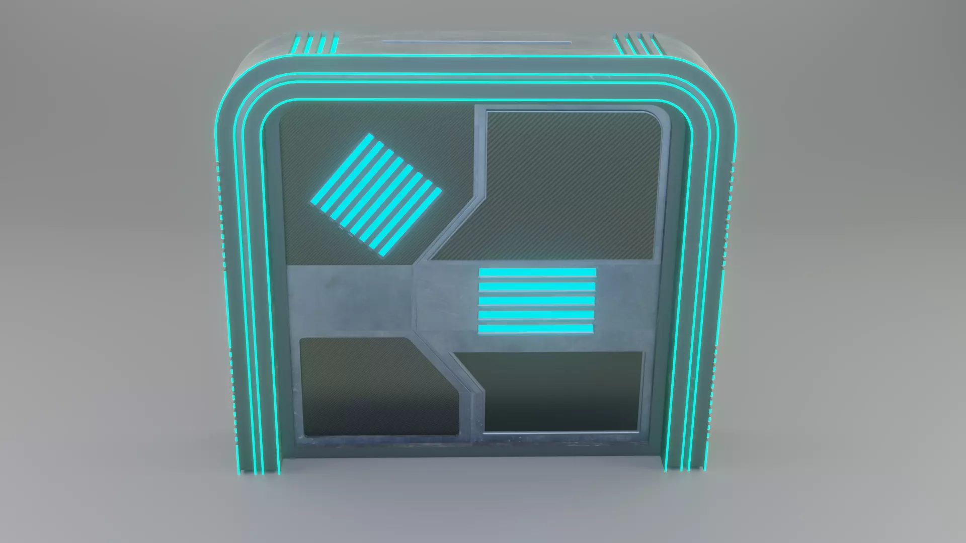 FUTURISTIC SCI-FI LOW GATE FULLY RIGGED AND ANIMATED Game Ready Low-poly 3D model_0