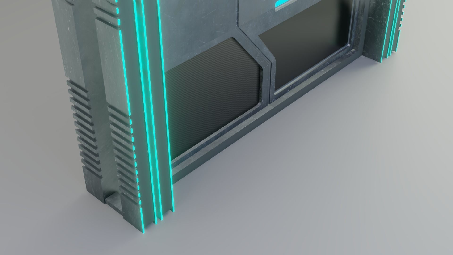 FUTURISTIC SCI-FI LOW GATE FULLY RIGGED AND ANIMATED Game Ready Low-poly 3D model_2