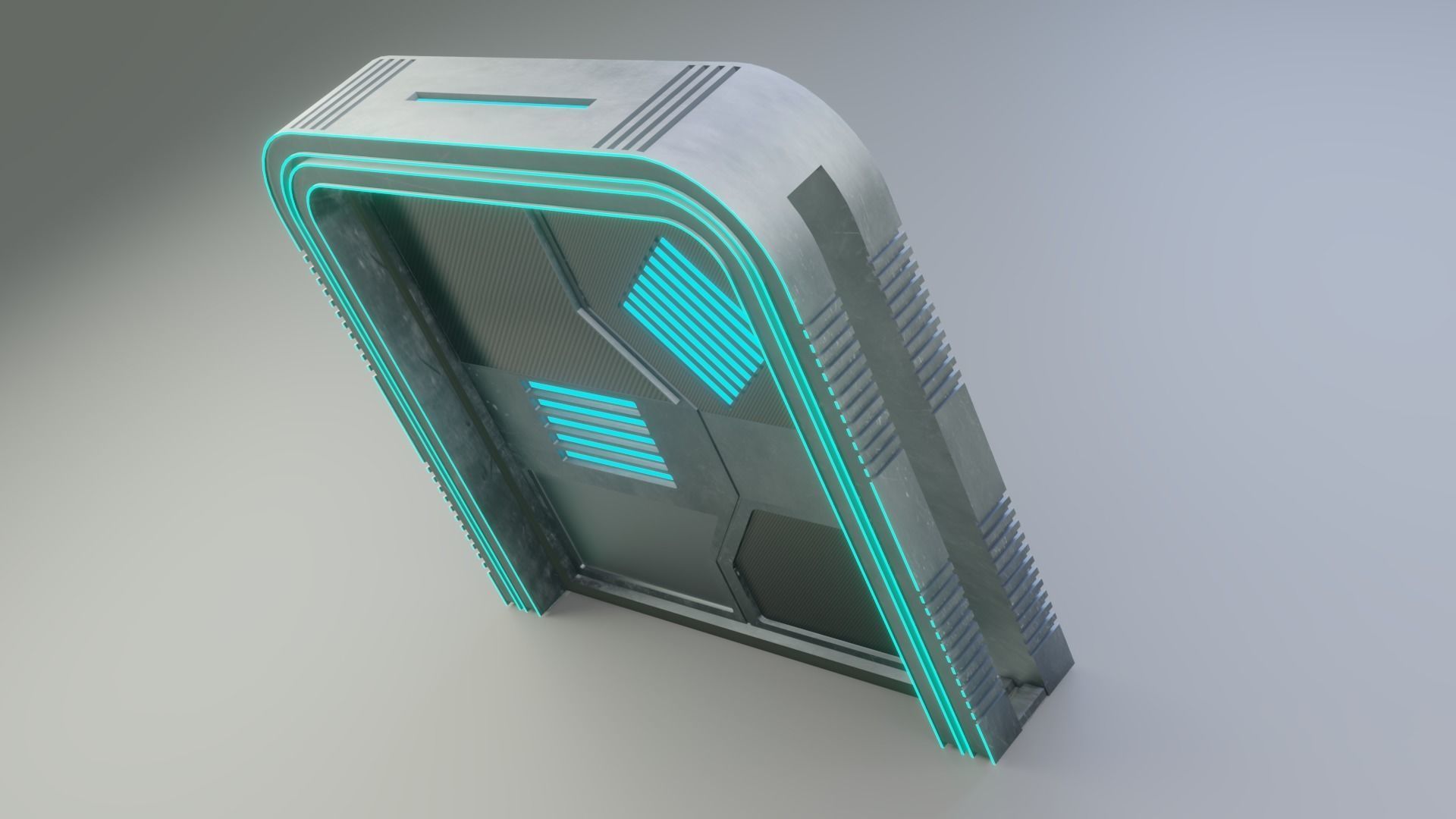 FUTURISTIC SCI-FI LOW GATE FULLY RIGGED AND ANIMATED Game Ready Low-poly 3D model_4