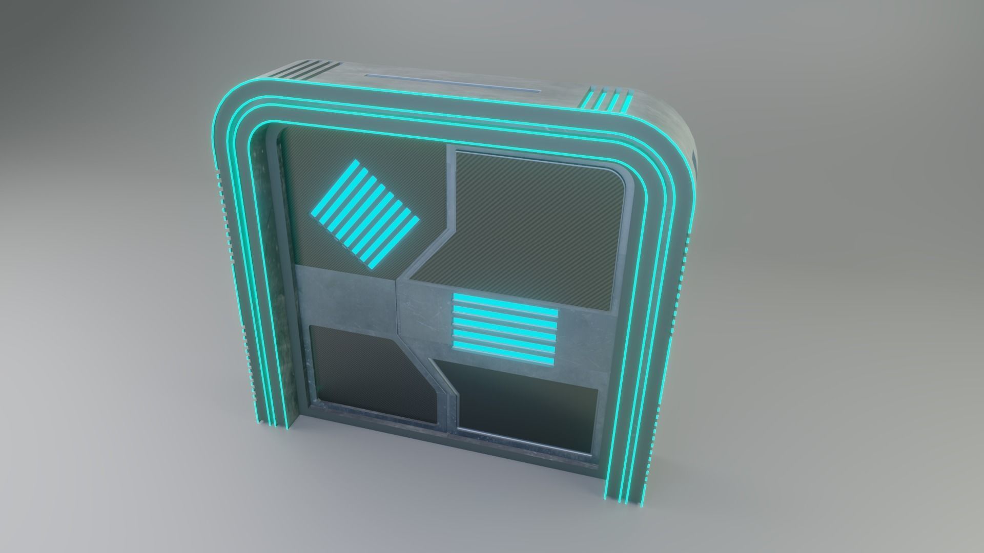 FUTURISTIC SCI-FI LOW GATE FULLY RIGGED AND ANIMATED Game Ready Low-poly 3D model_7