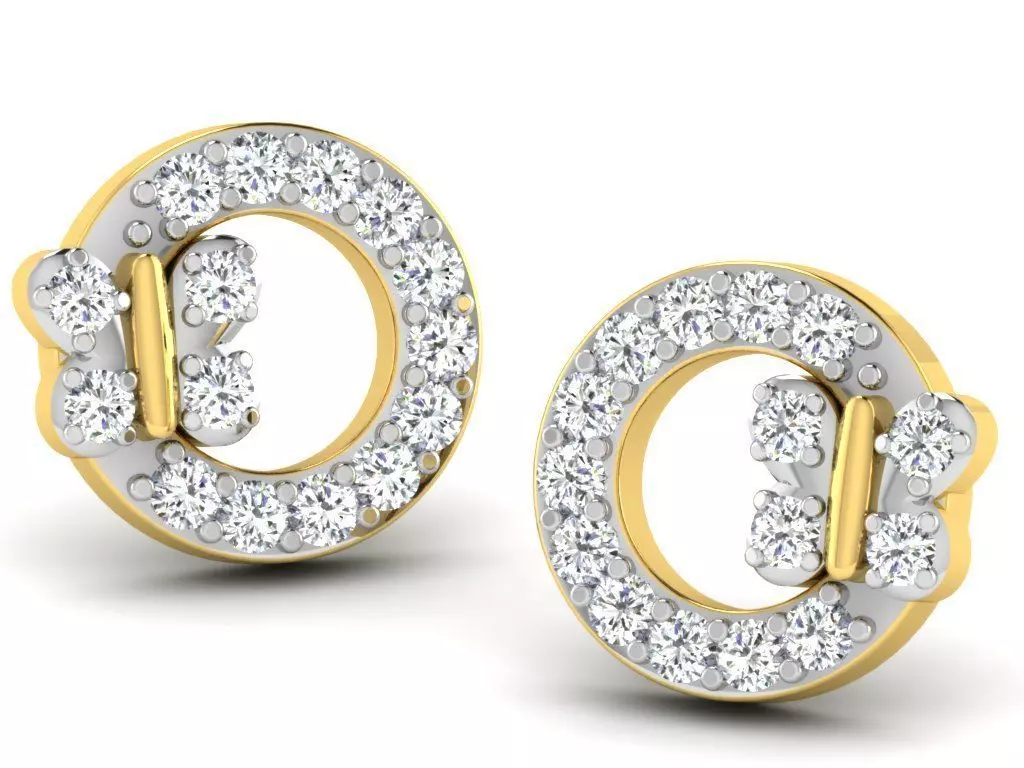 Gold Diamond Women Earring 3D print Model 3D print model