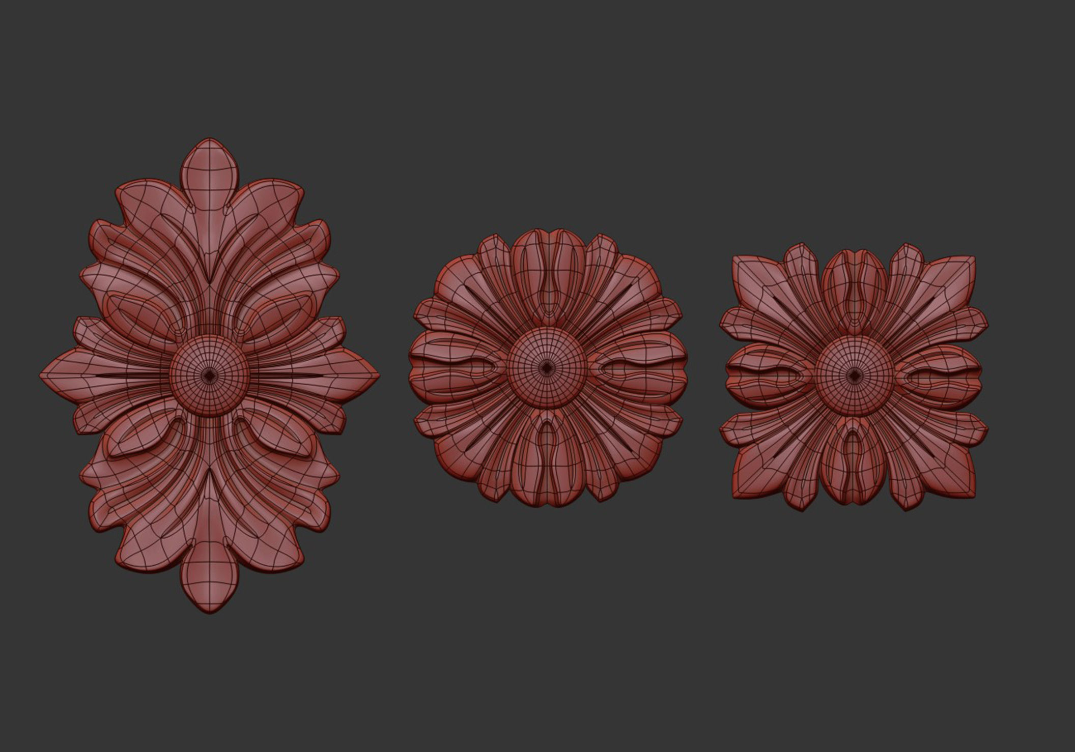 Carved rosette 3D model_6