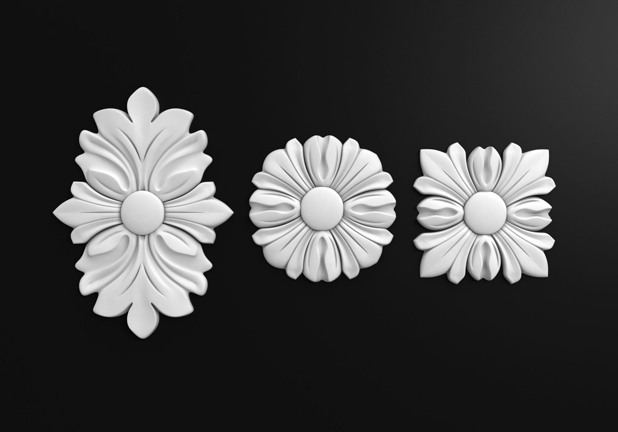 Carved rosette 3D model_3