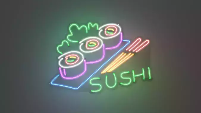 Sushi 4 - Neon Sign 3D model