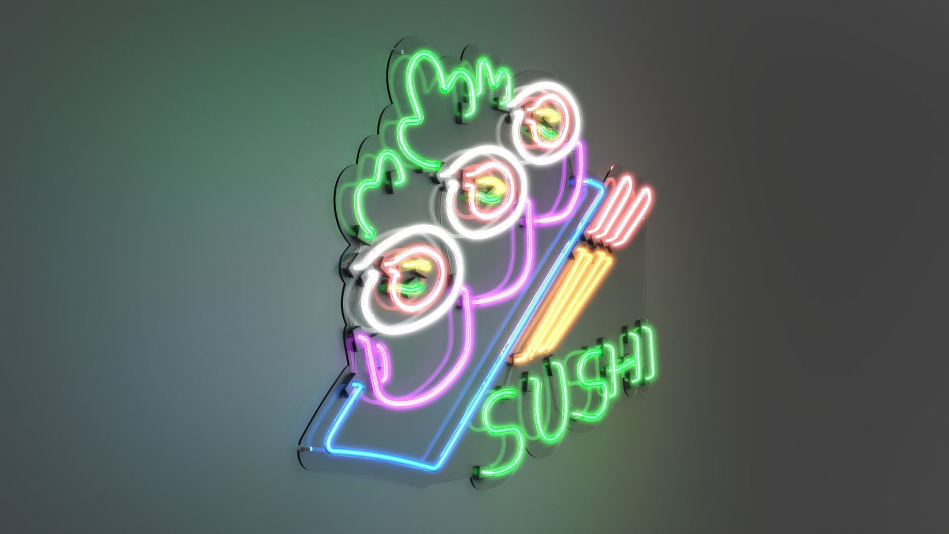 Sushi 4 - Neon Sign 3D model_4