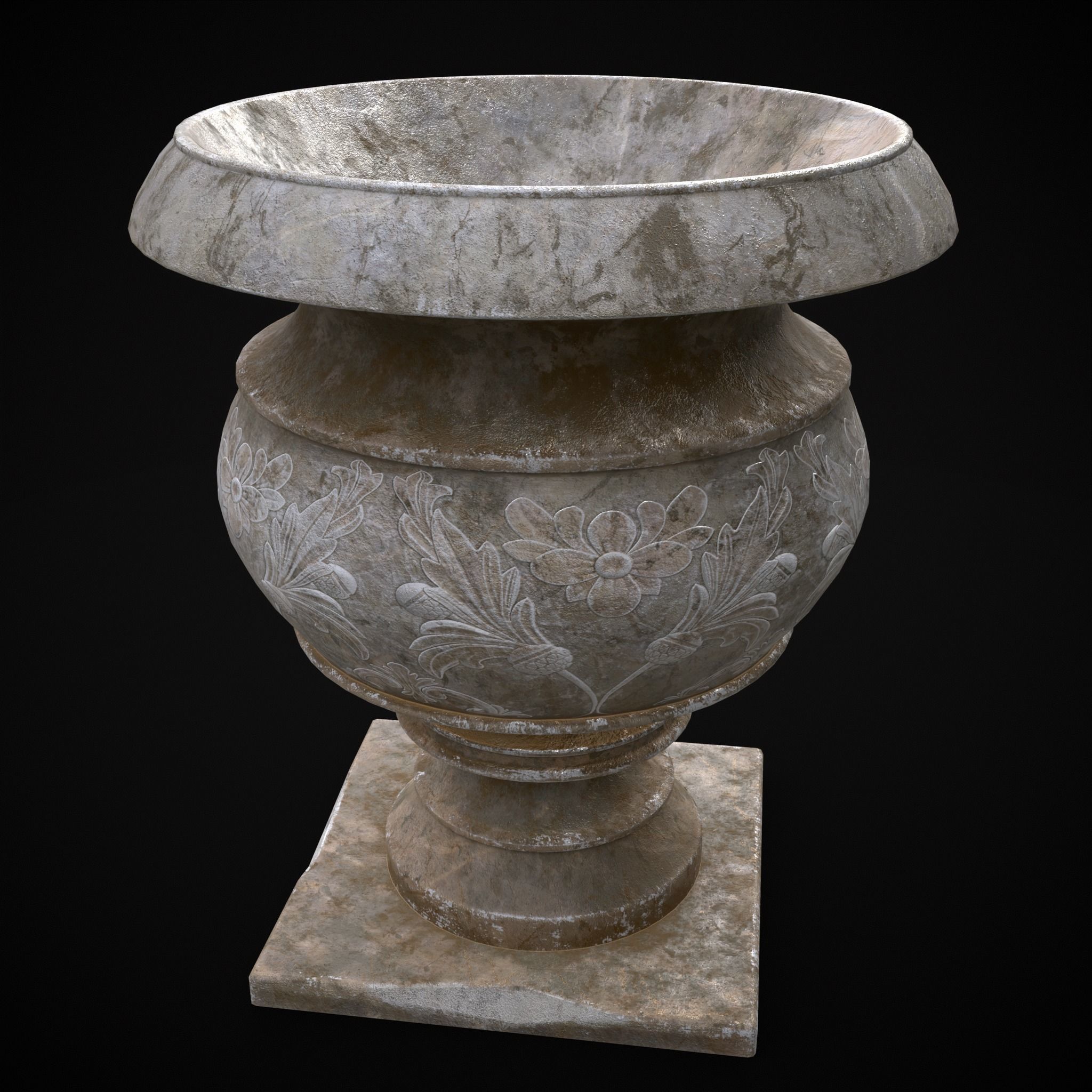 Garden Planter Variation Seven Low-poly 3D model_7