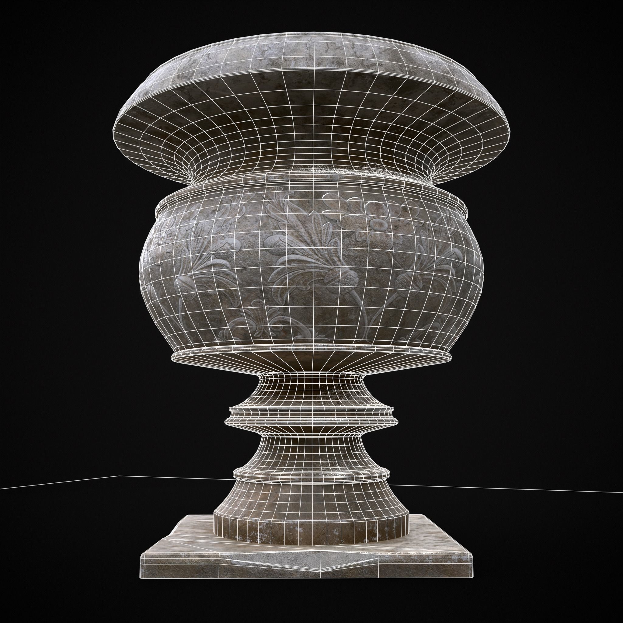 Garden Planter Variation Seven Low-poly 3D model_10