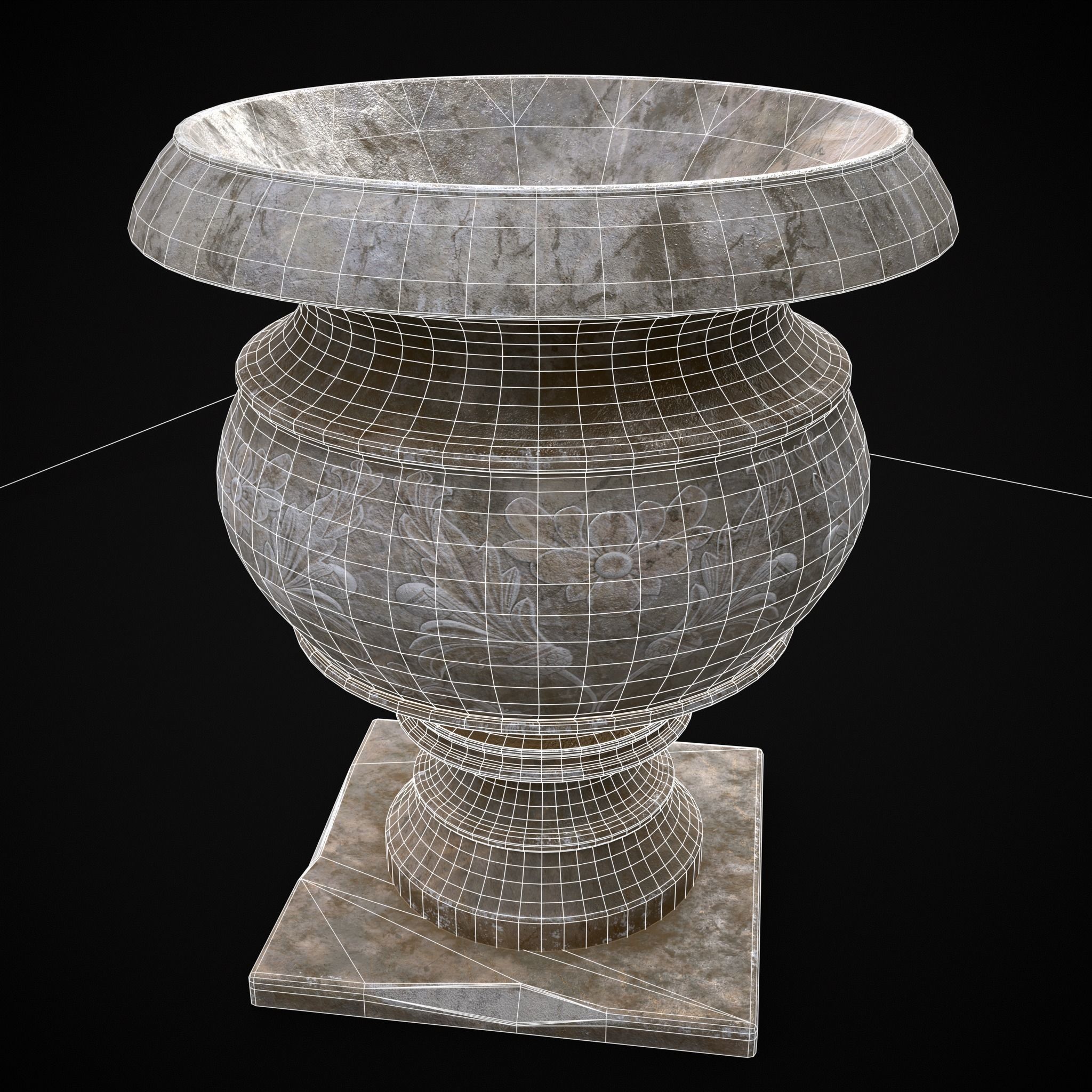 Garden Planter Variation Seven Low-poly 3D model_8