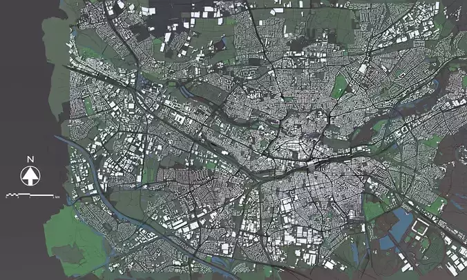Nuremberg Germany - city and mass buildings 3D model