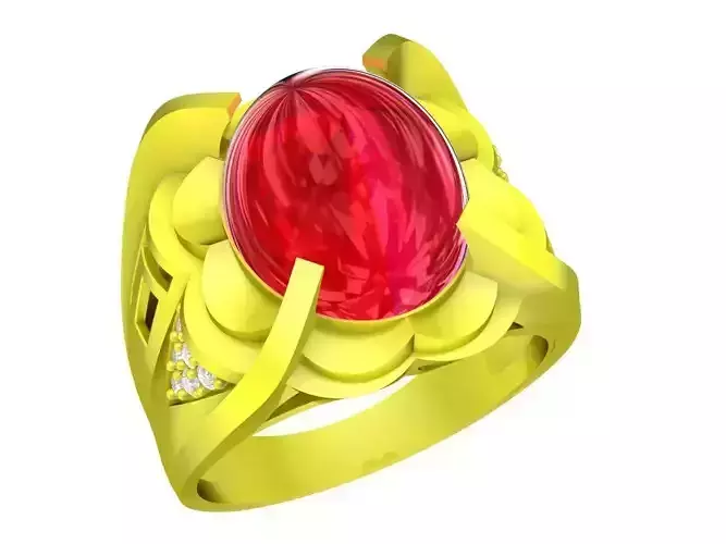 5440 diamond men ring with oval ruby 