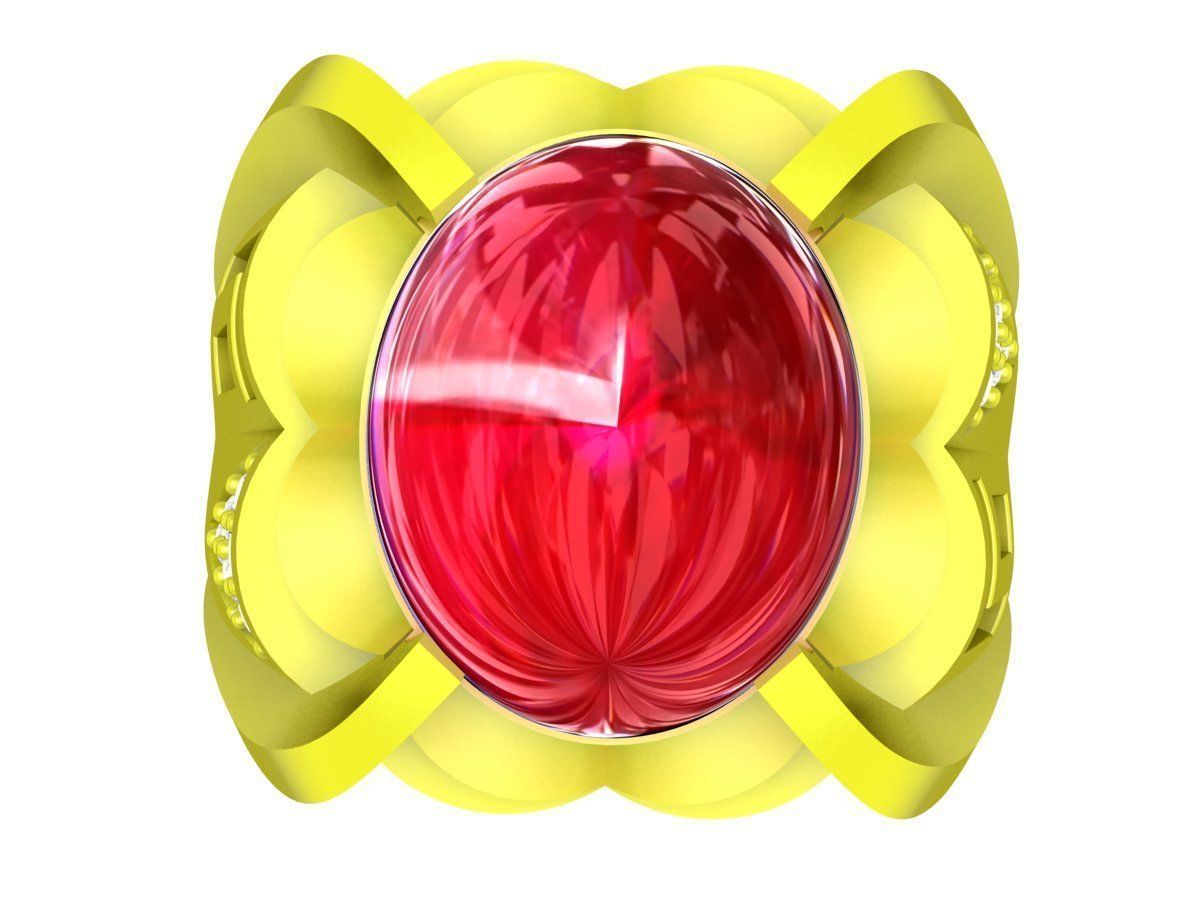 5440 diamond men ring with oval ruby  3D print model_3