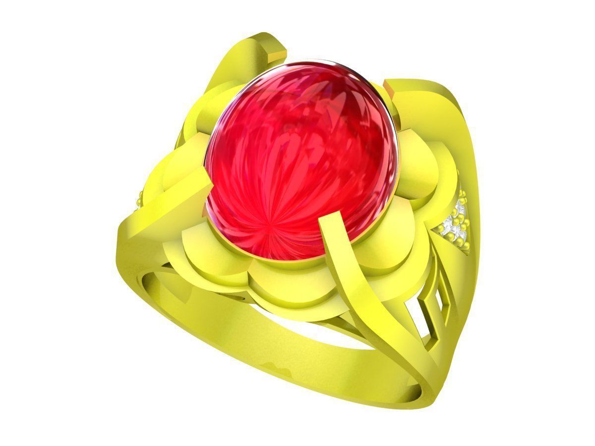 5440 diamond men ring with oval ruby  3D print model_1