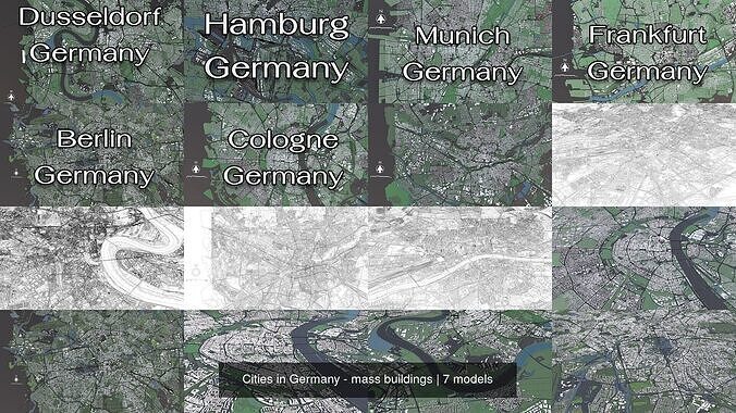Cities in Germany - mass buildings 3D Model Collection