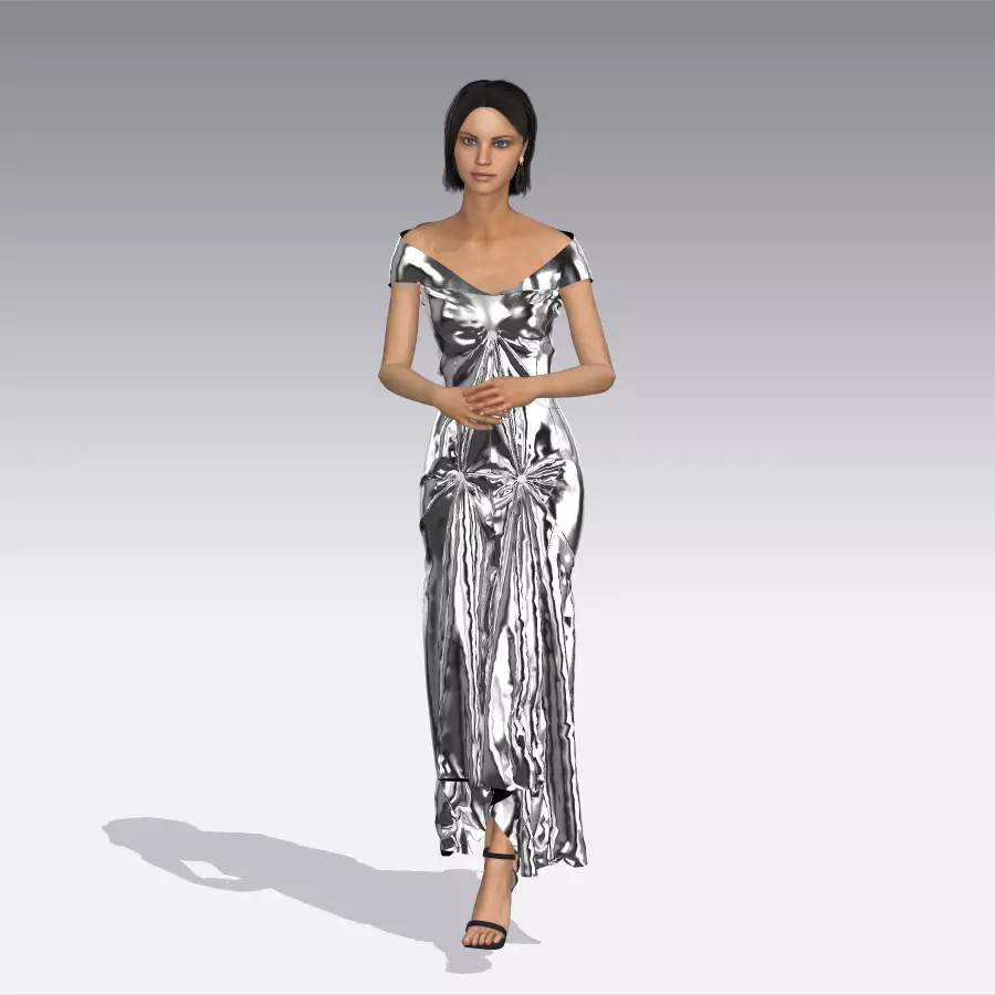 Golden and silver dress 3D model_0