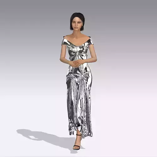 Golden and silver dress 3D model