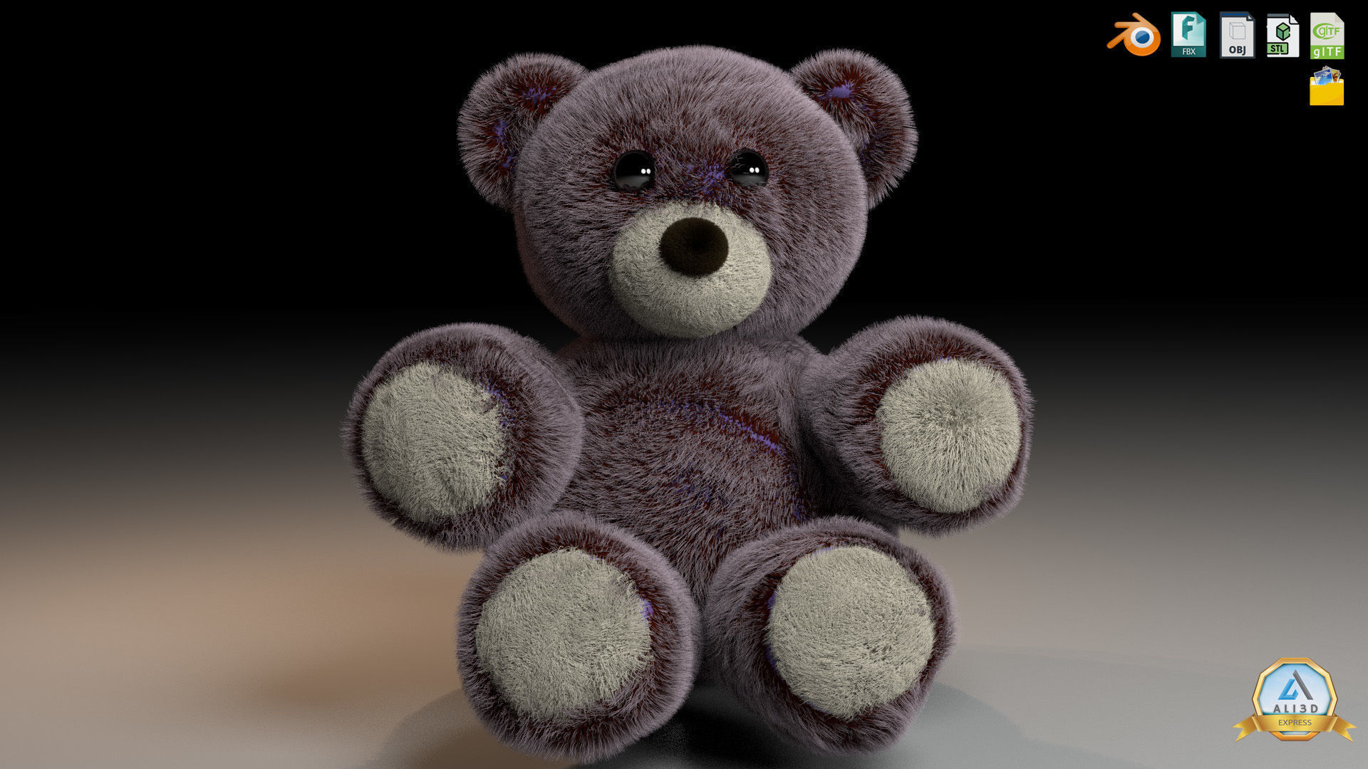 Cute Teddy Bears Stuffed Toys 3D model_1