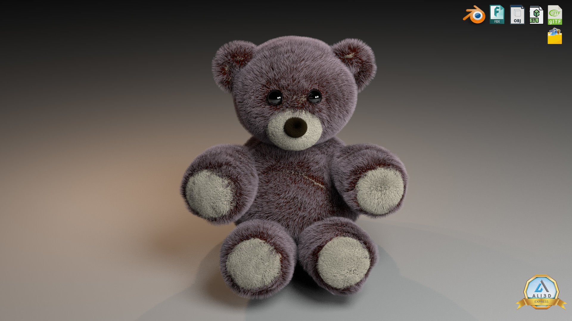 Cute Teddy Bears Stuffed Toys 3D model_4