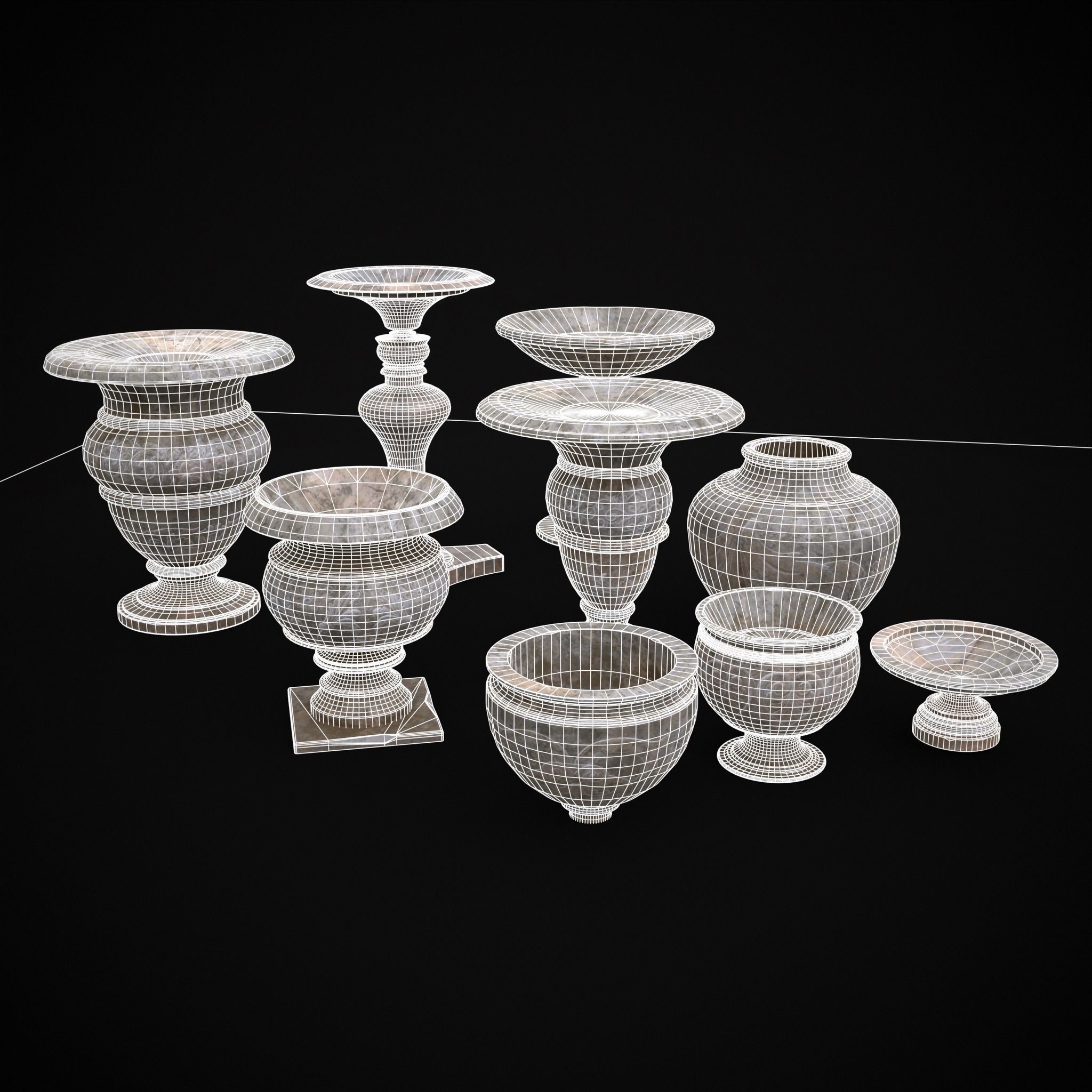 Garden Planters Pack 3D Model Collection_14