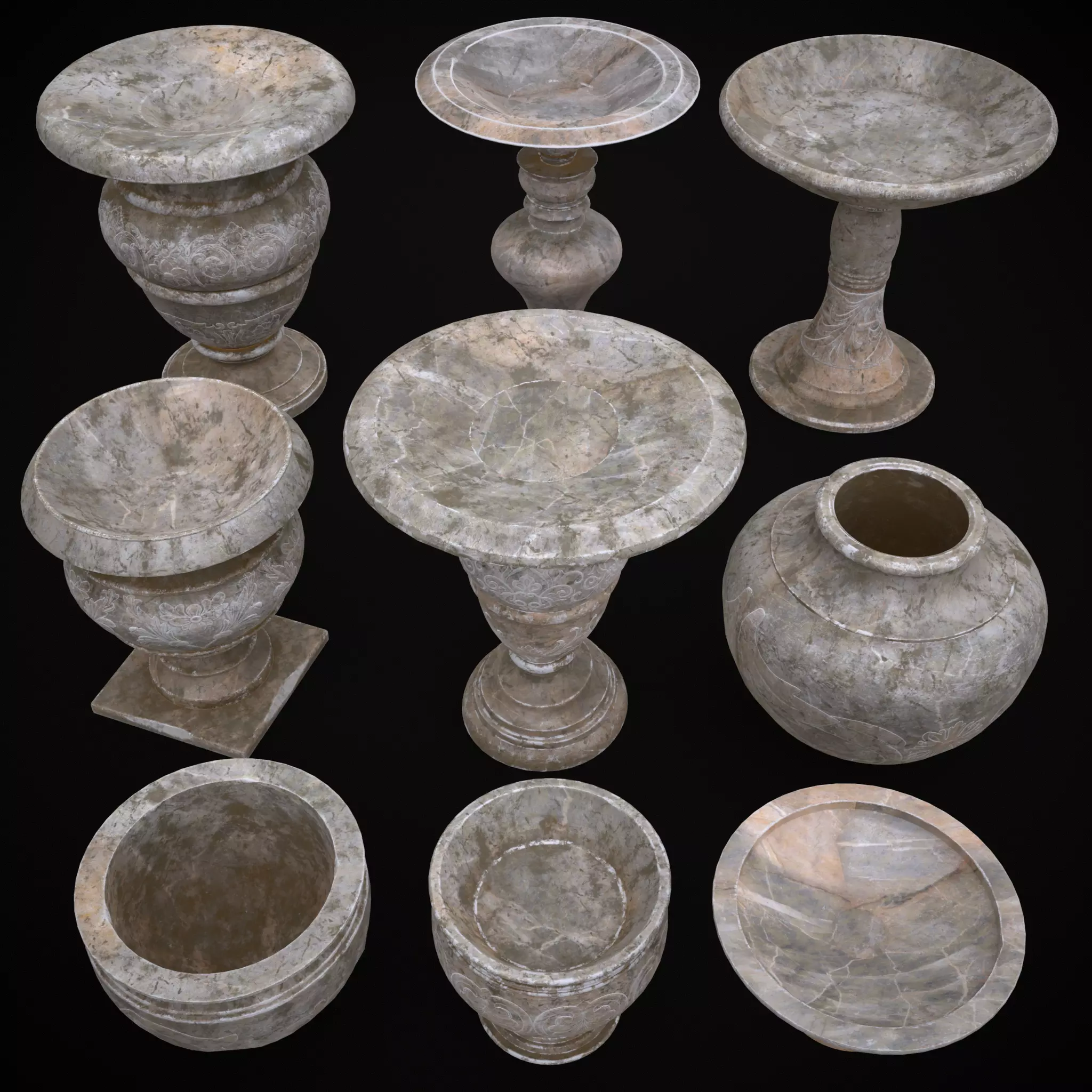 Garden Planters Pack 3D Model Collection_0