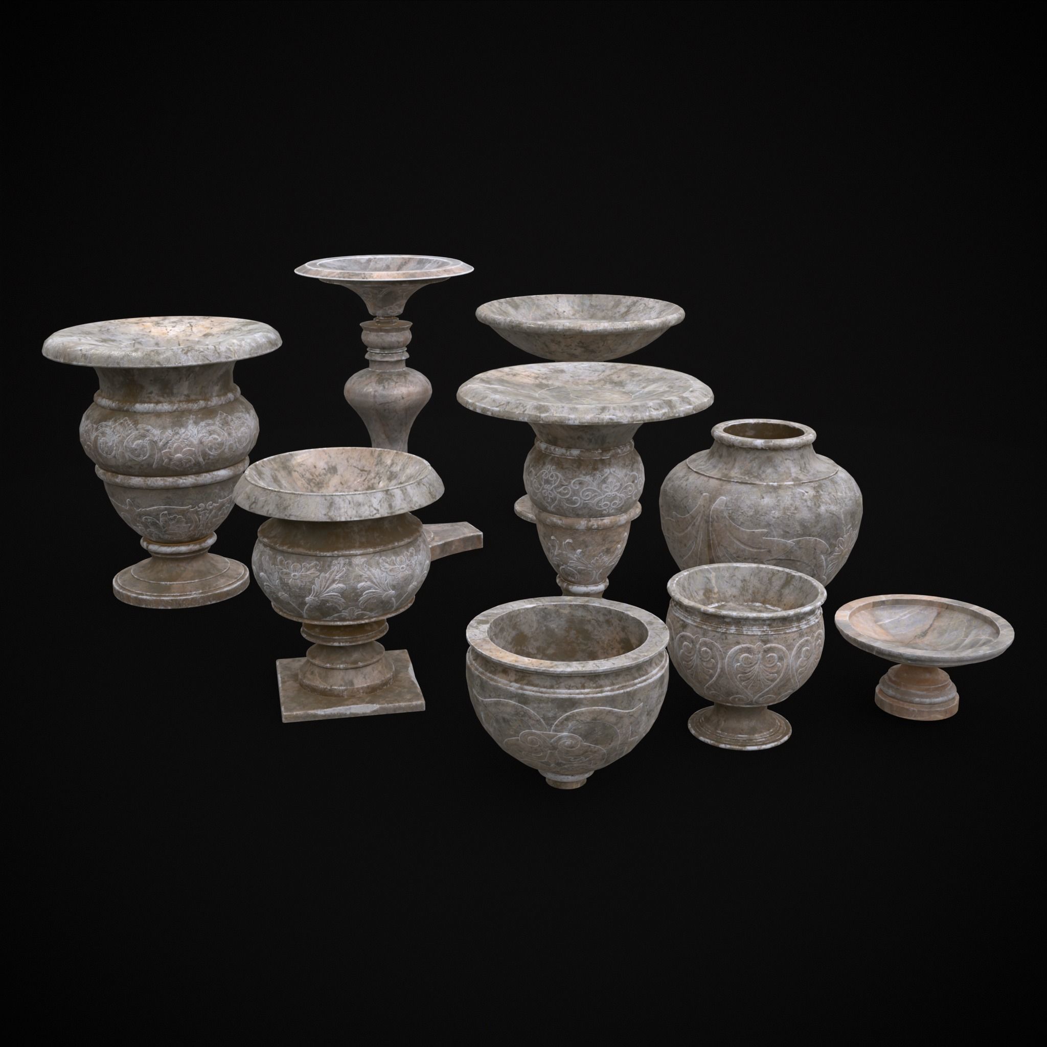 Garden Planters Pack 3D Model Collection_13