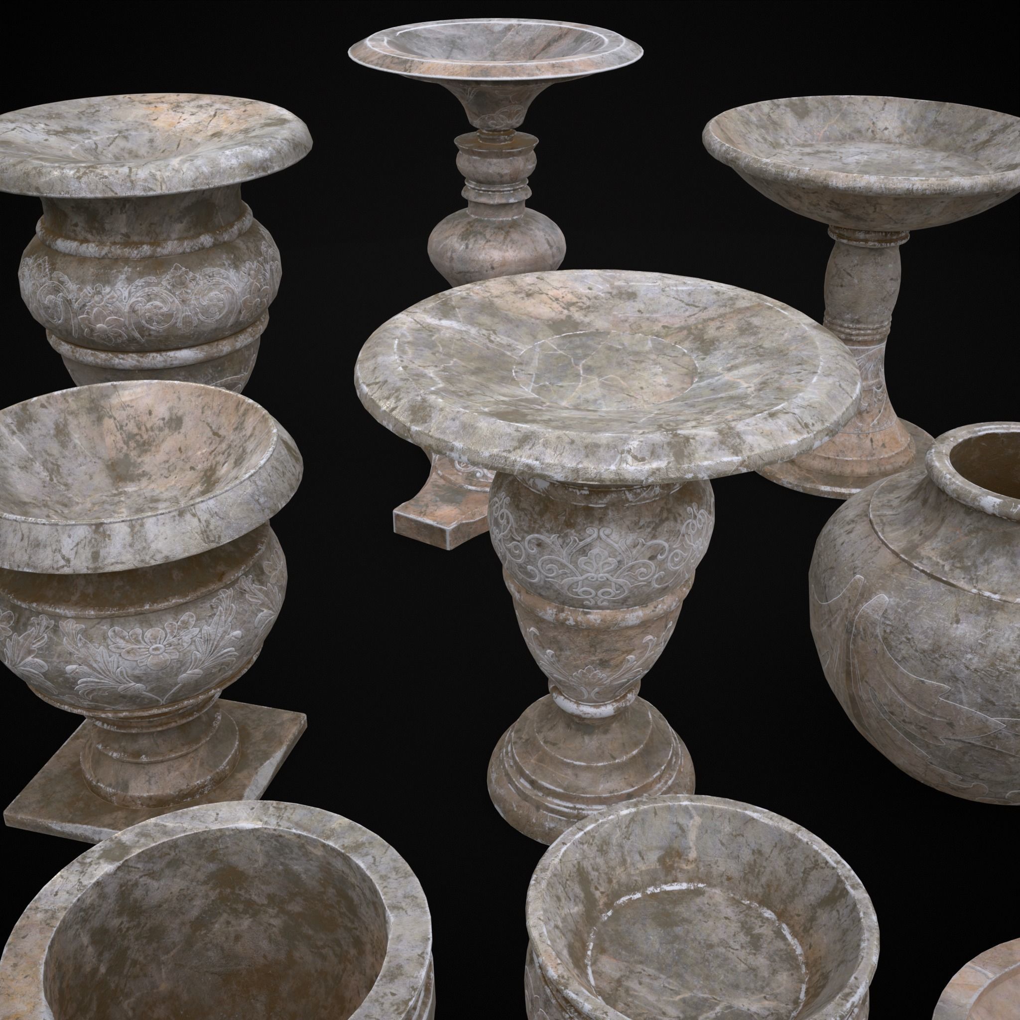 Garden Planters Pack 3D Model Collection_15