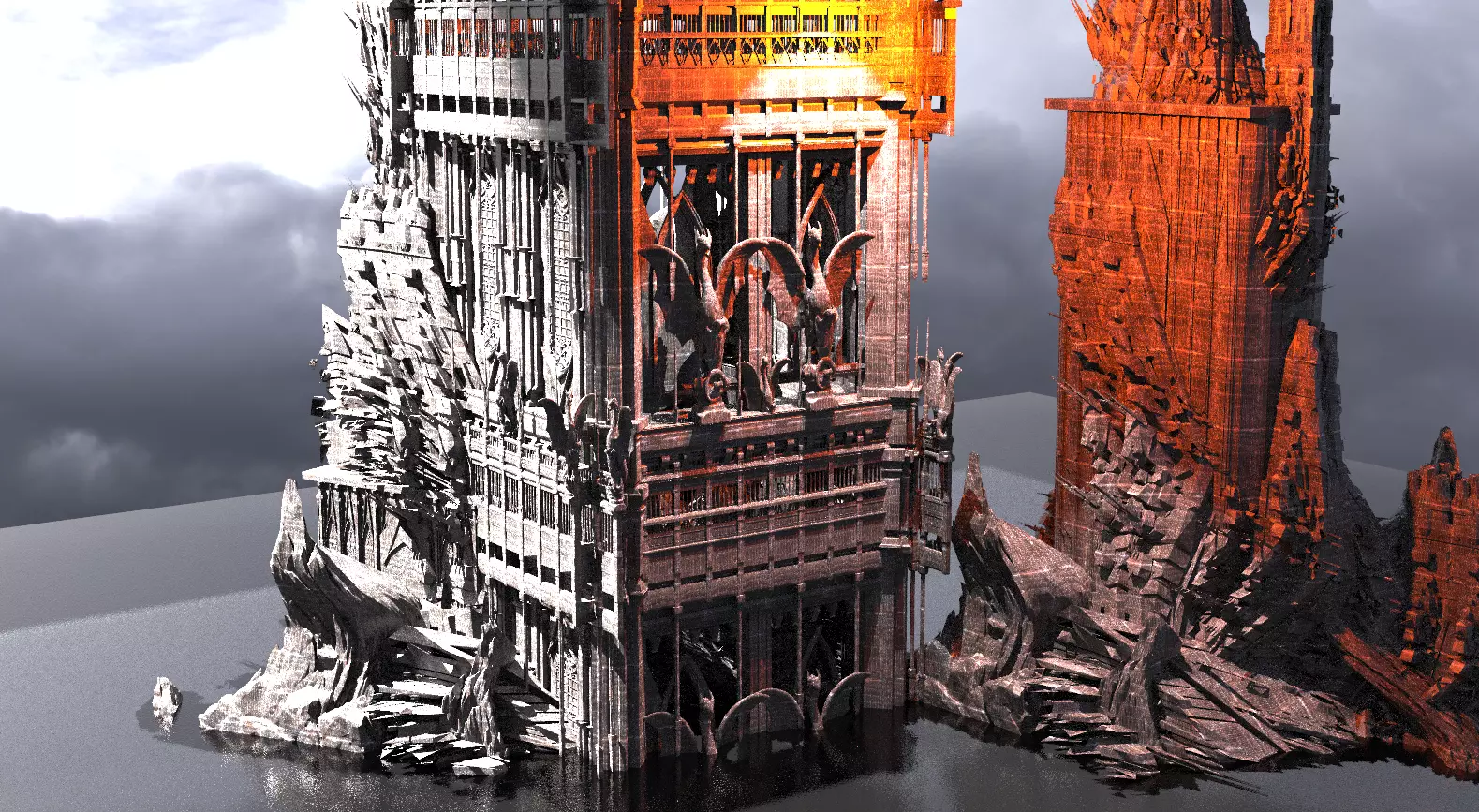 Sauron inspired Tower Ruins 1 3D model_0