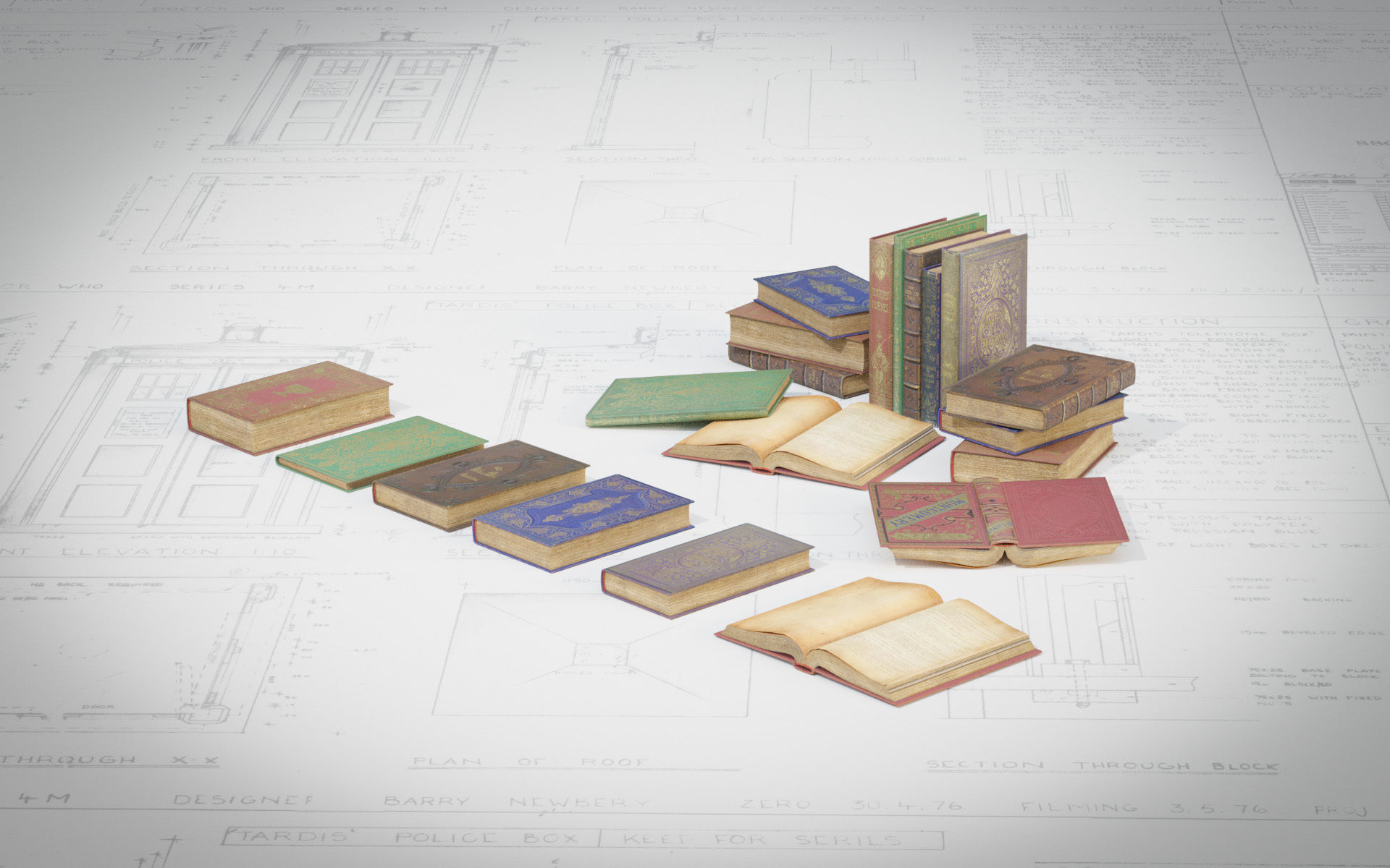 6 Old Books Medieval Low-poly 3D model_12