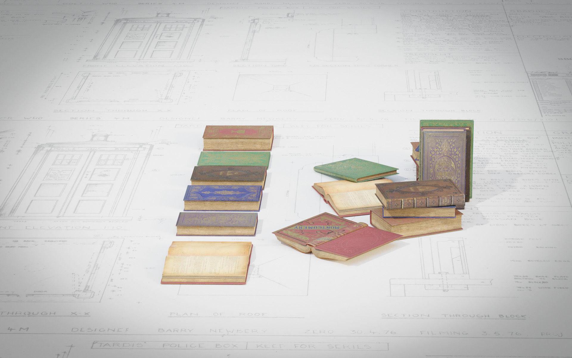 6 Old Books Medieval Low-poly 3D model_11