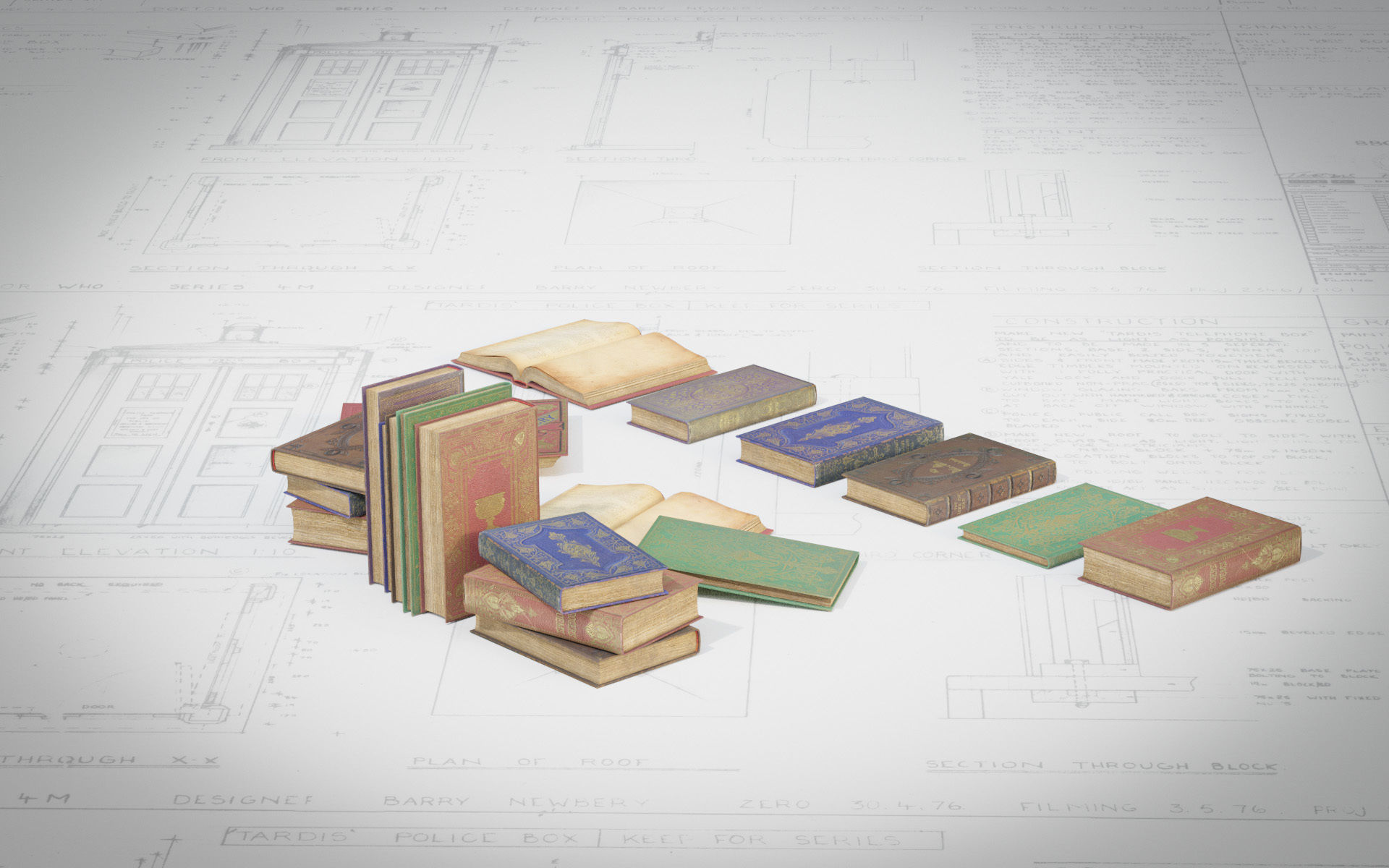 6 Old Books Medieval Low-poly 3D model_8