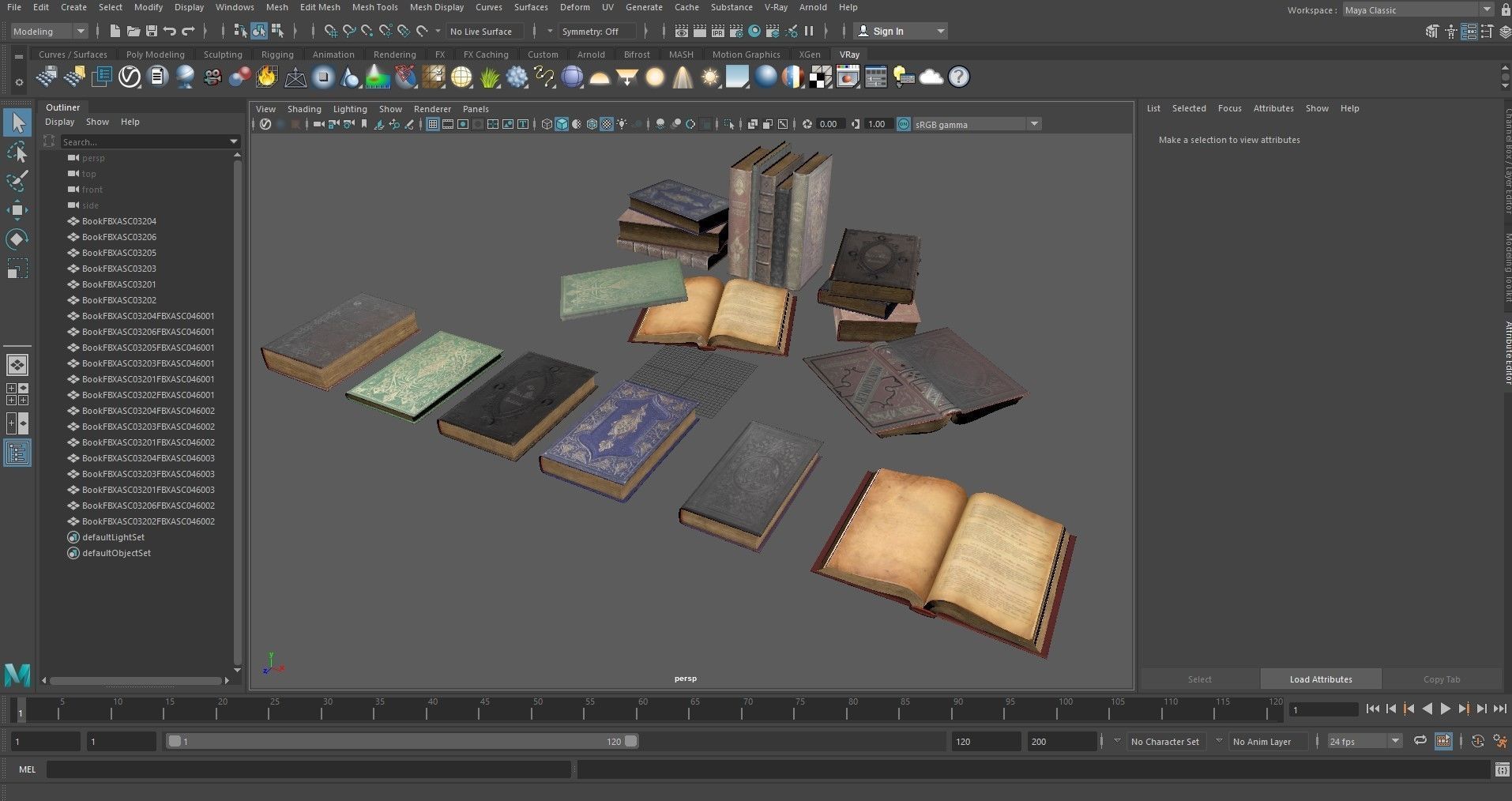 6 Old Books Medieval Low-poly 3D model_16