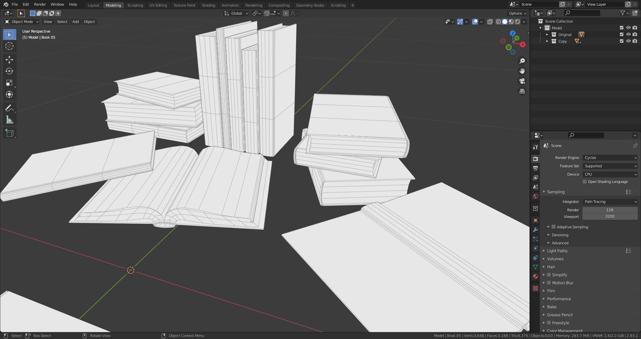6 Old Books Medieval Low-poly 3D model_14