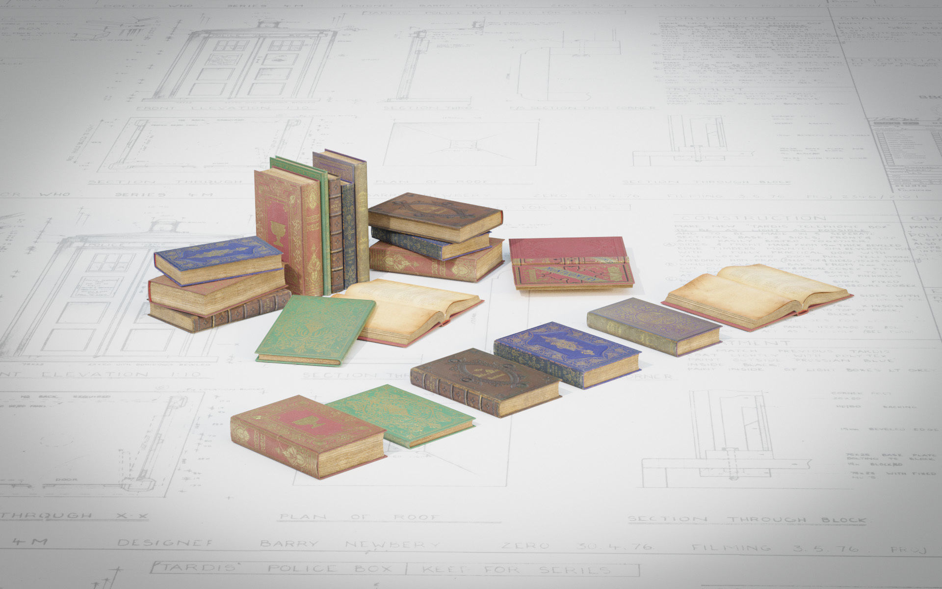 6 Old Books Medieval Low-poly 3D model_6