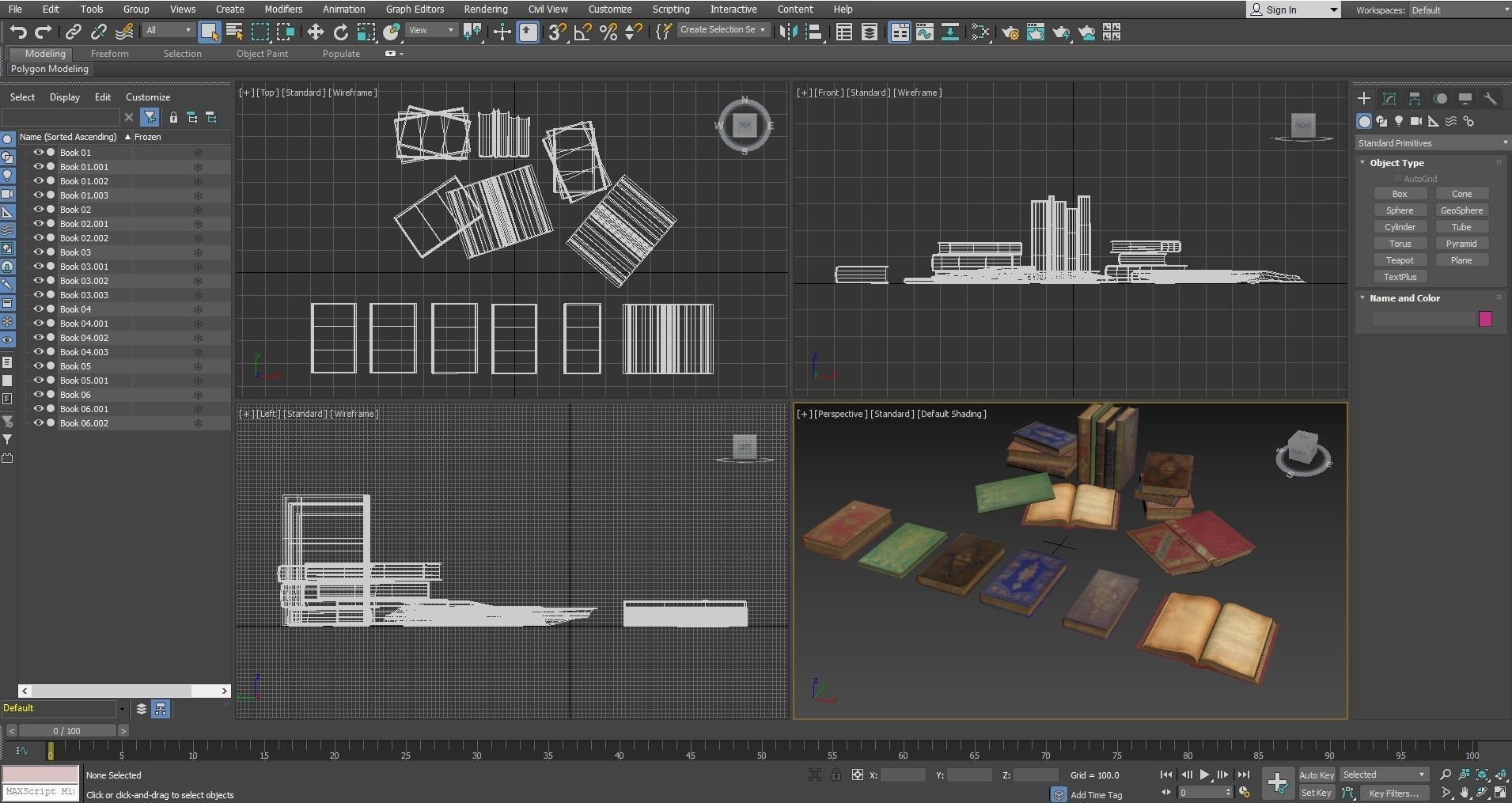 6 Old Books Medieval Low-poly 3D model_17