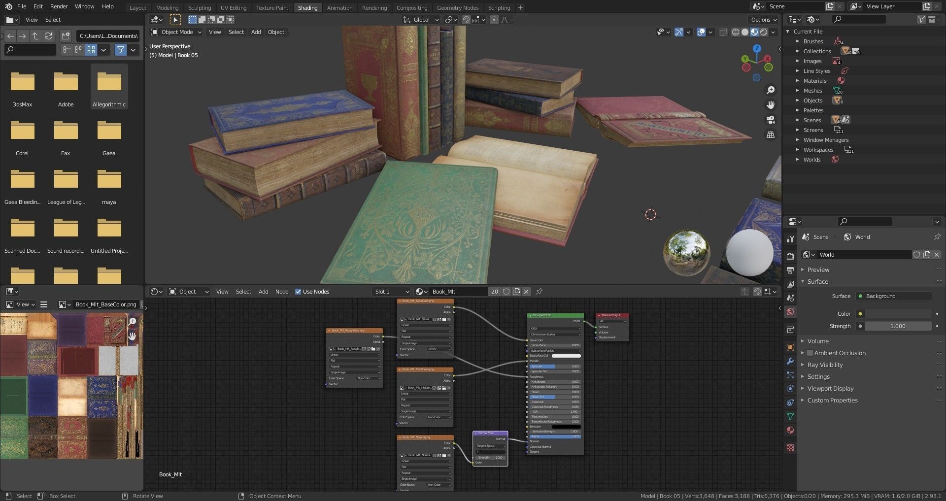 6 Old Books Medieval Low-poly 3D model_15