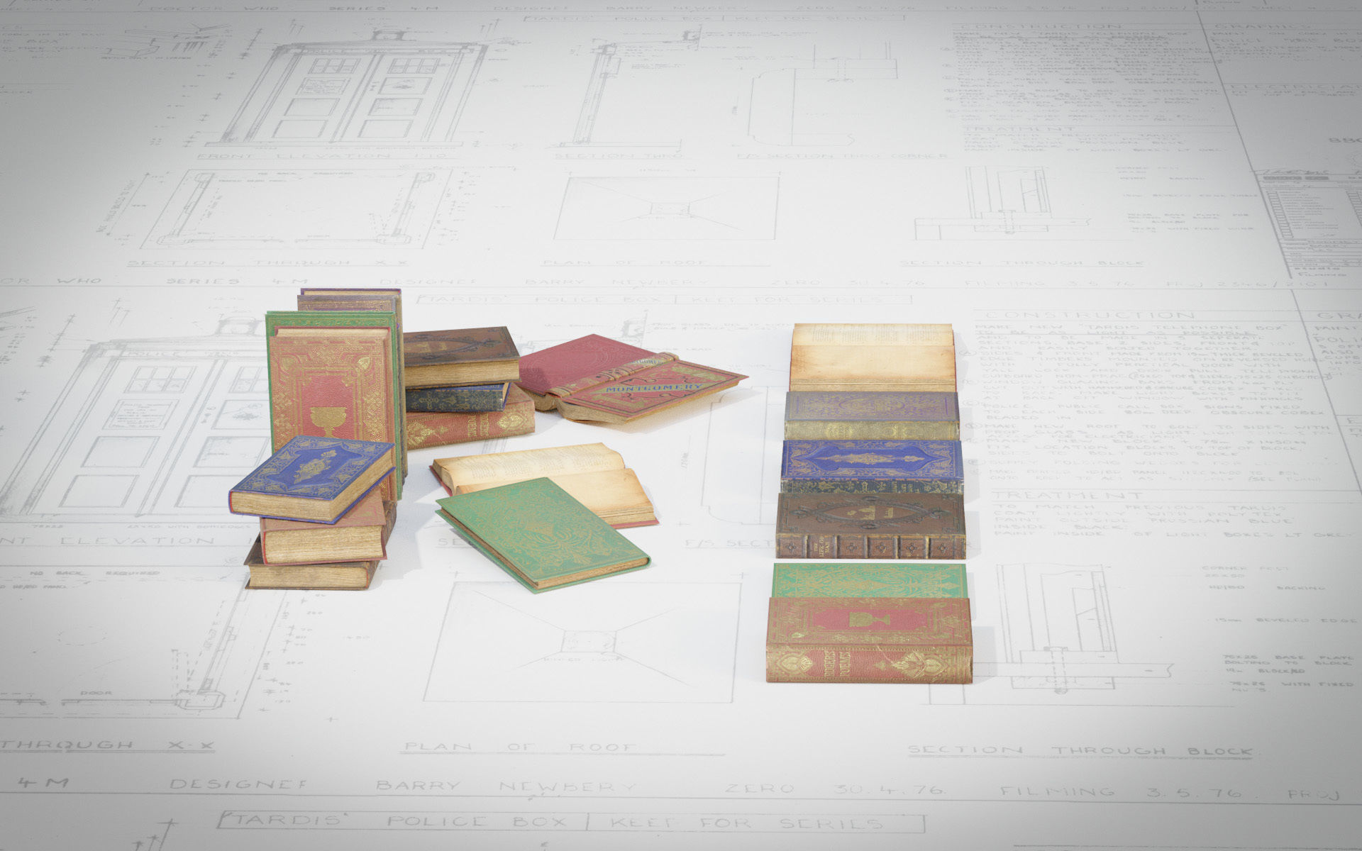 6 Old Books Medieval Low-poly 3D model_7