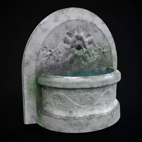 Round Floral Wall Fountain Low-poly 3D model