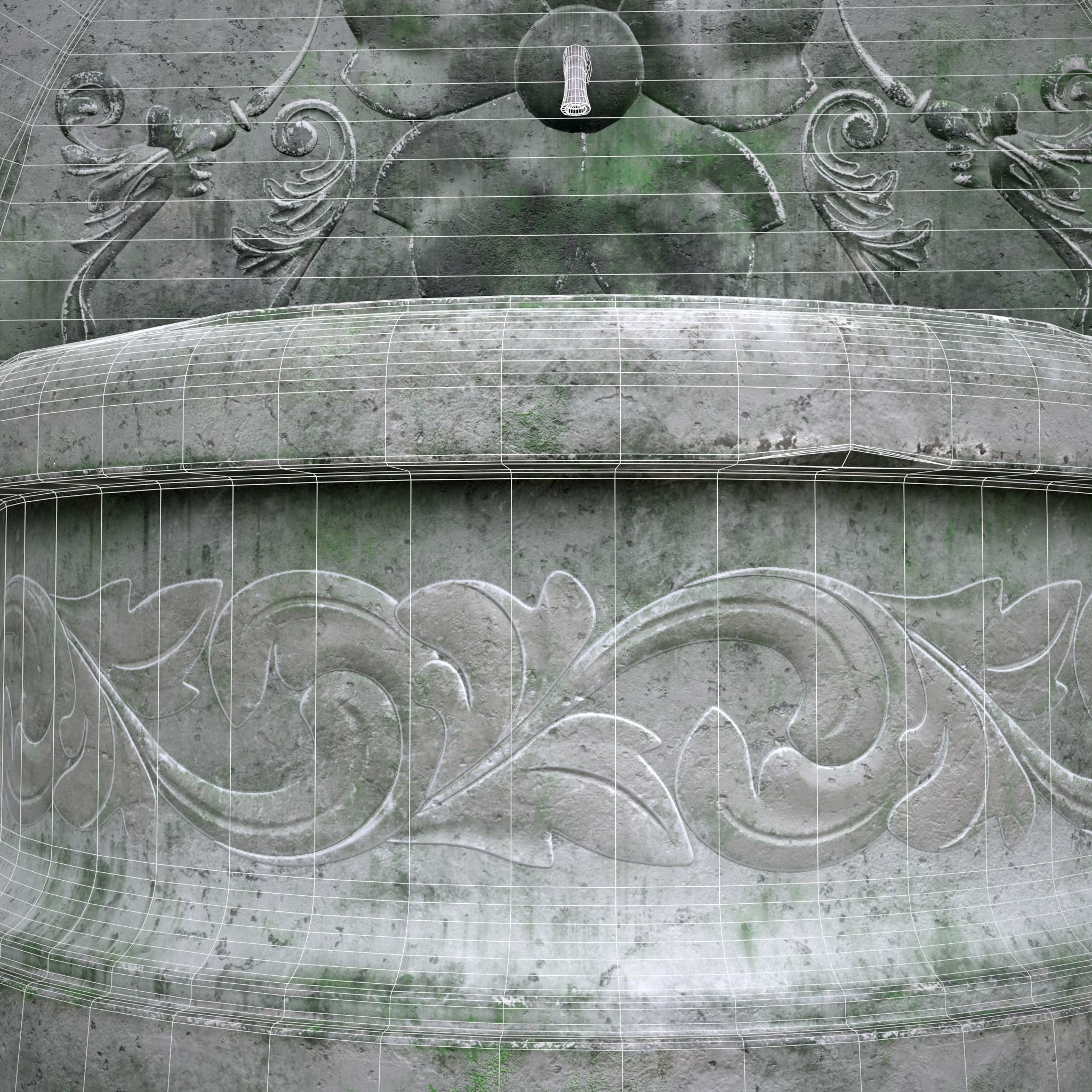 Round Floral Wall Fountain Low-poly 3D model_14