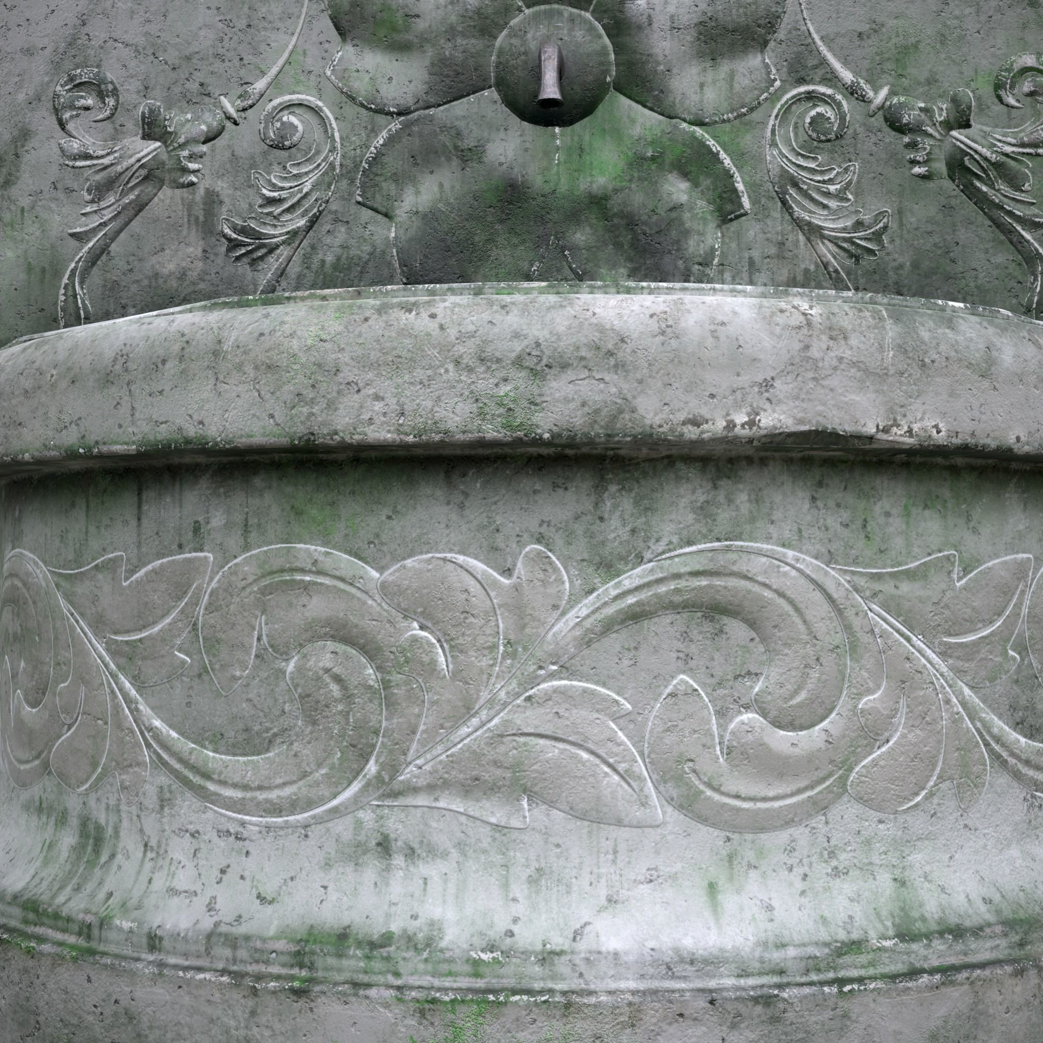 Round Floral Wall Fountain Low-poly 3D model_13
