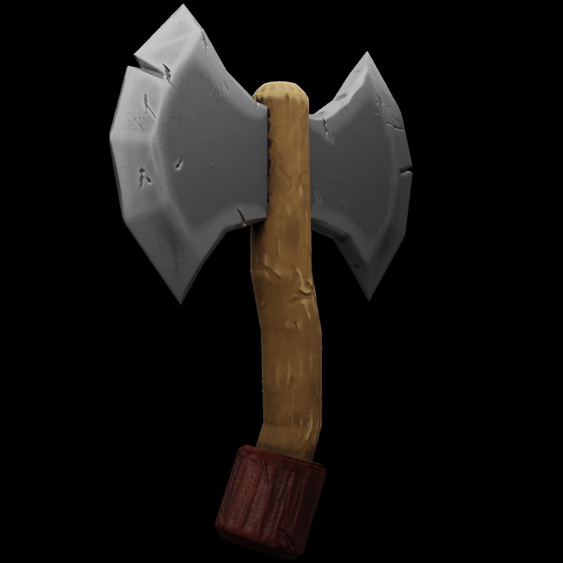 Stylized Low Poly PBR Axe  Game Ready Low-poly 3D model_1