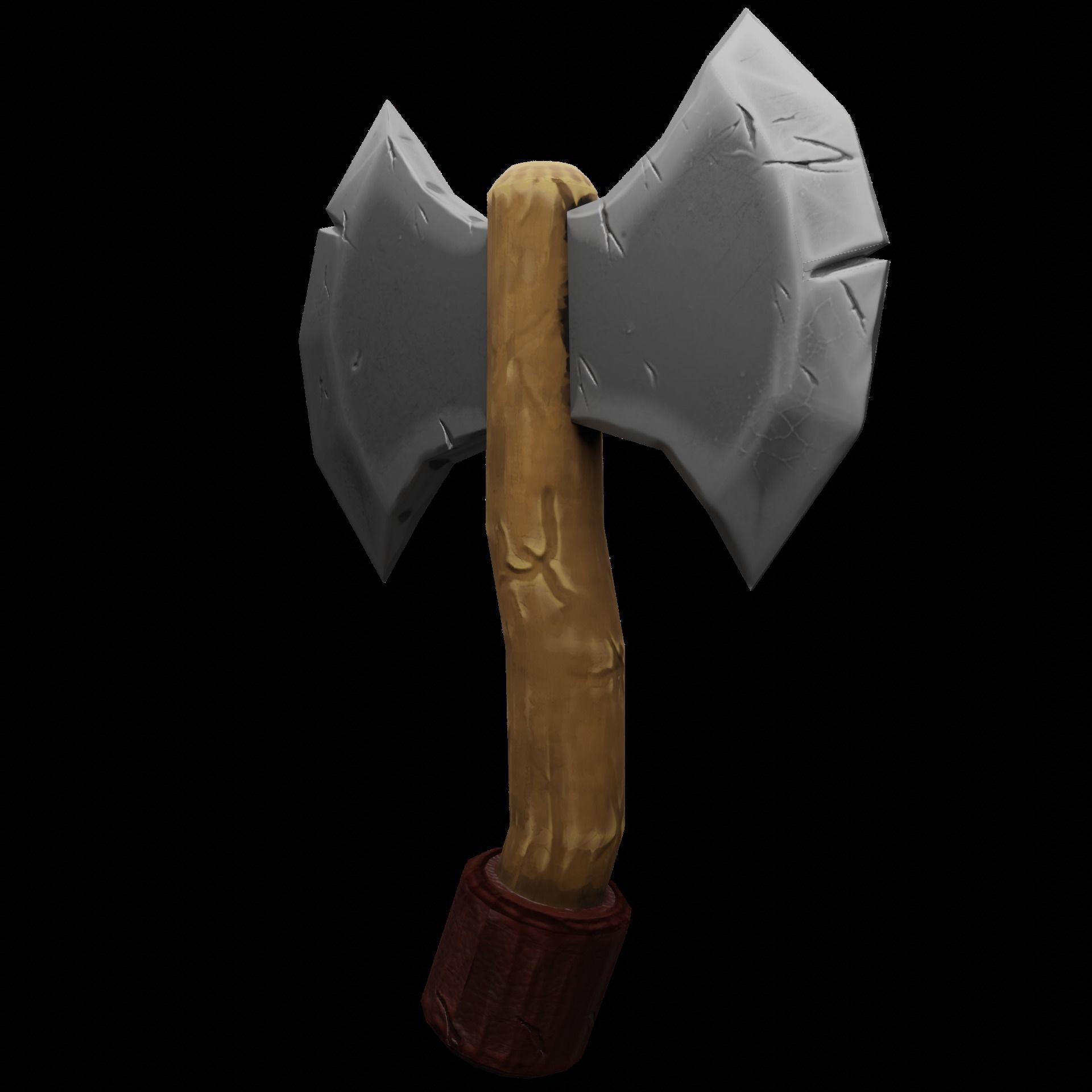 Stylized Low Poly PBR Axe  Game Ready Low-poly 3D model_3